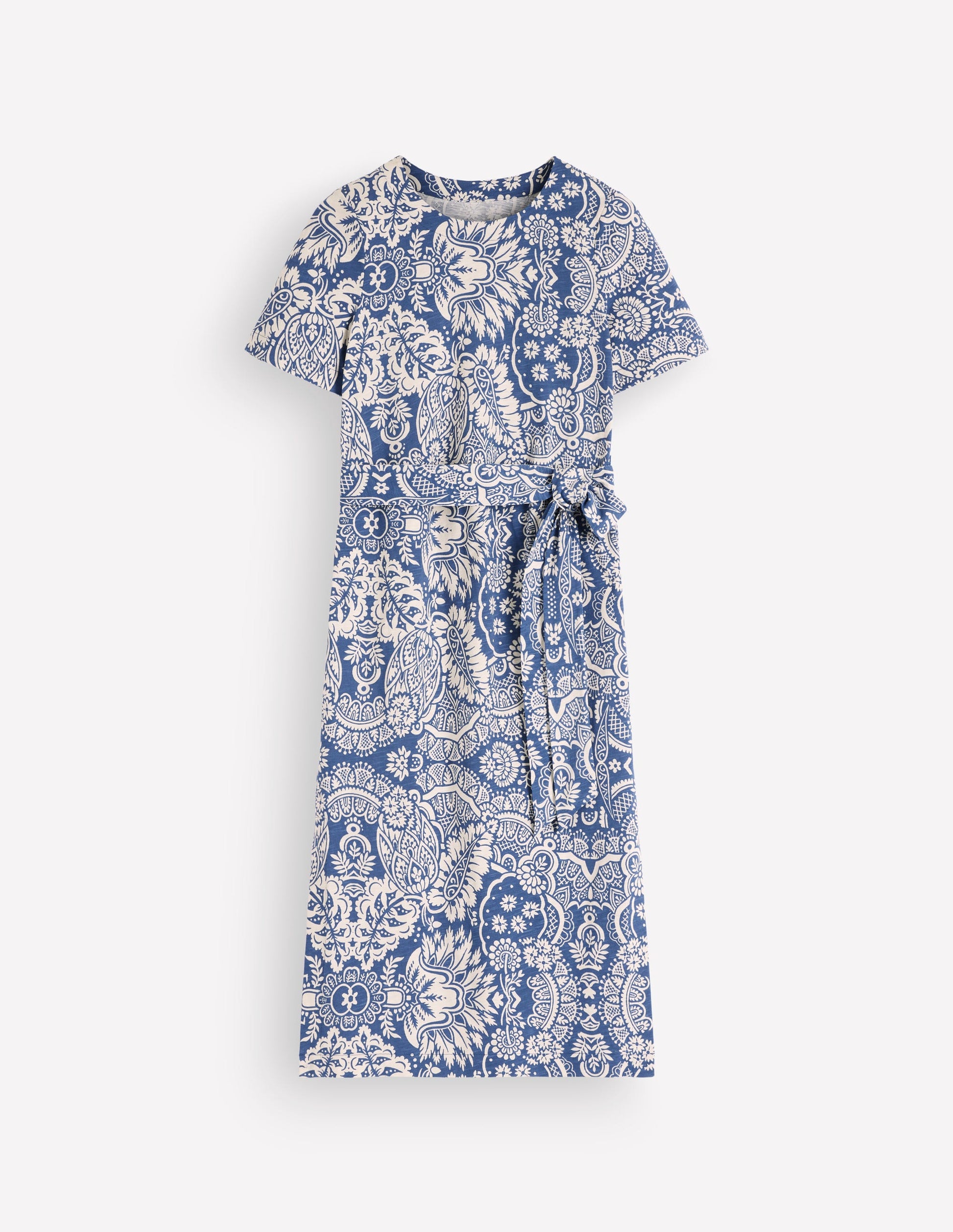 Robe T-shirt Cary en jersey-Lyons Blue, motif Arabesque Meadows-7