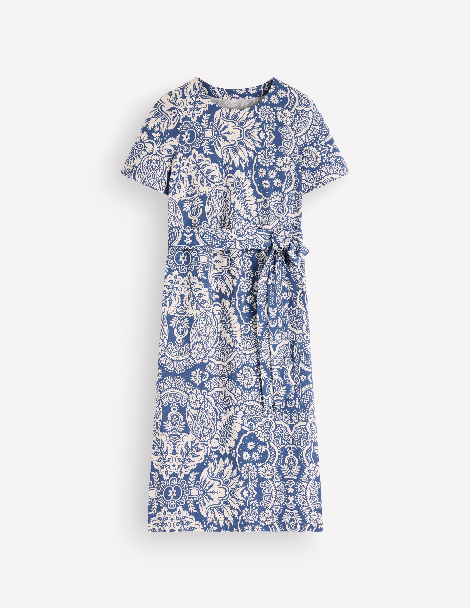 Robe T-shirt Cary en jersey-Lyons Blue, motif Arabesque Meadows - Image 7