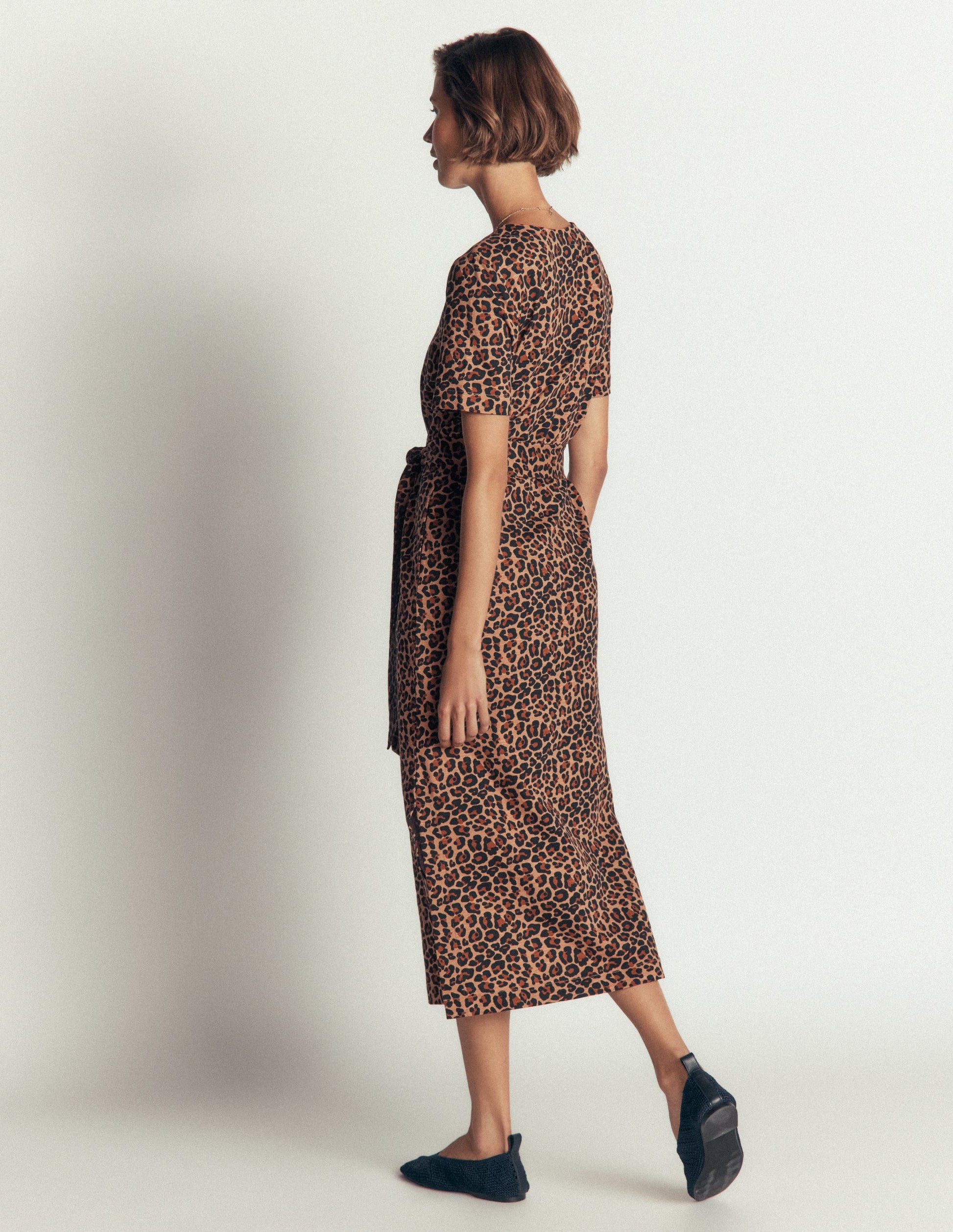 Cary T-Shirt-Kleid aus Jersey-Kamelbraun, Tierfellmuster-3