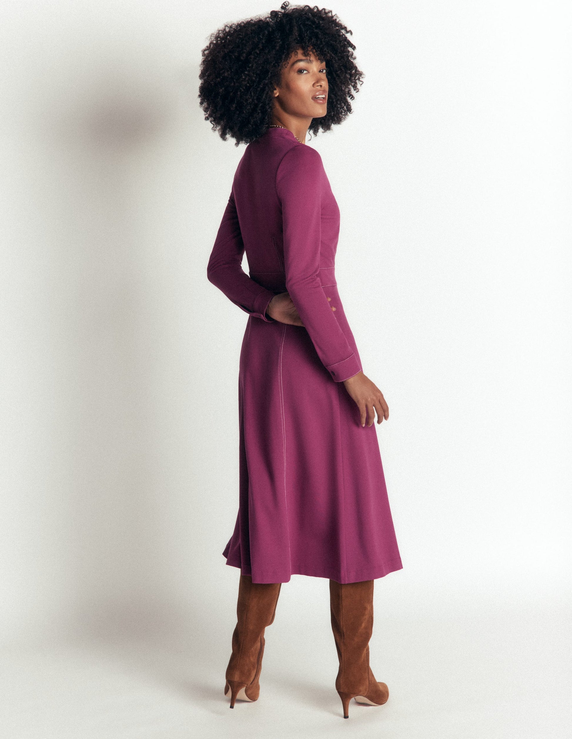 Alex Ponte-Midikleid in Kontrastfarben-Himbeer-Coulis-3