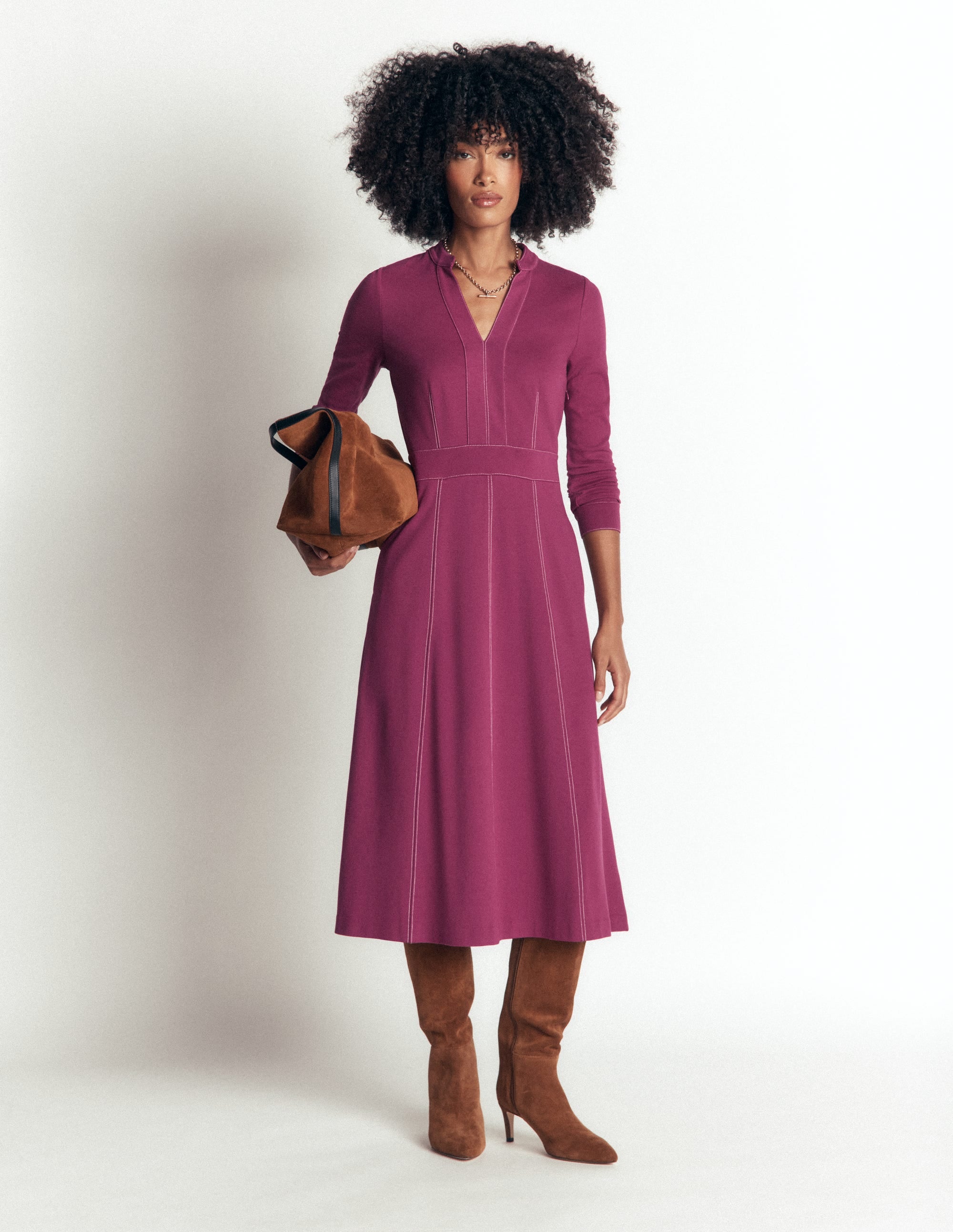 Alex Ponte-Midikleid in Kontrastfarben-Himbeer-Coulis - Image 5