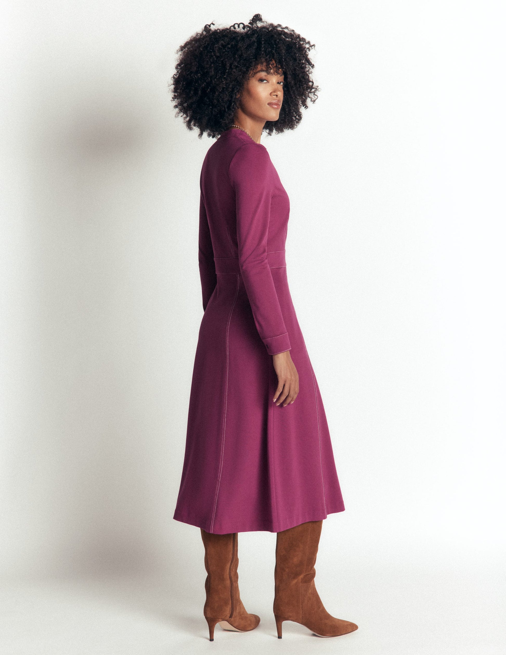 Alex Ponte-Midikleid in Kontrastfarben-Himbeer-Coulis-6