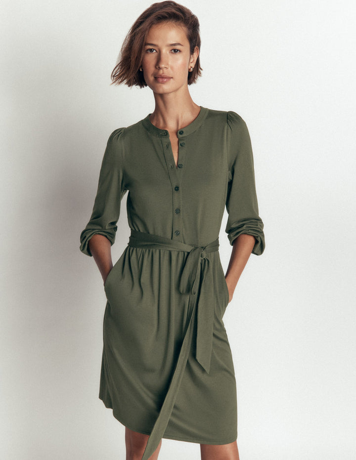 Adele Jerseykleid mit Gürtel-Chromgrün