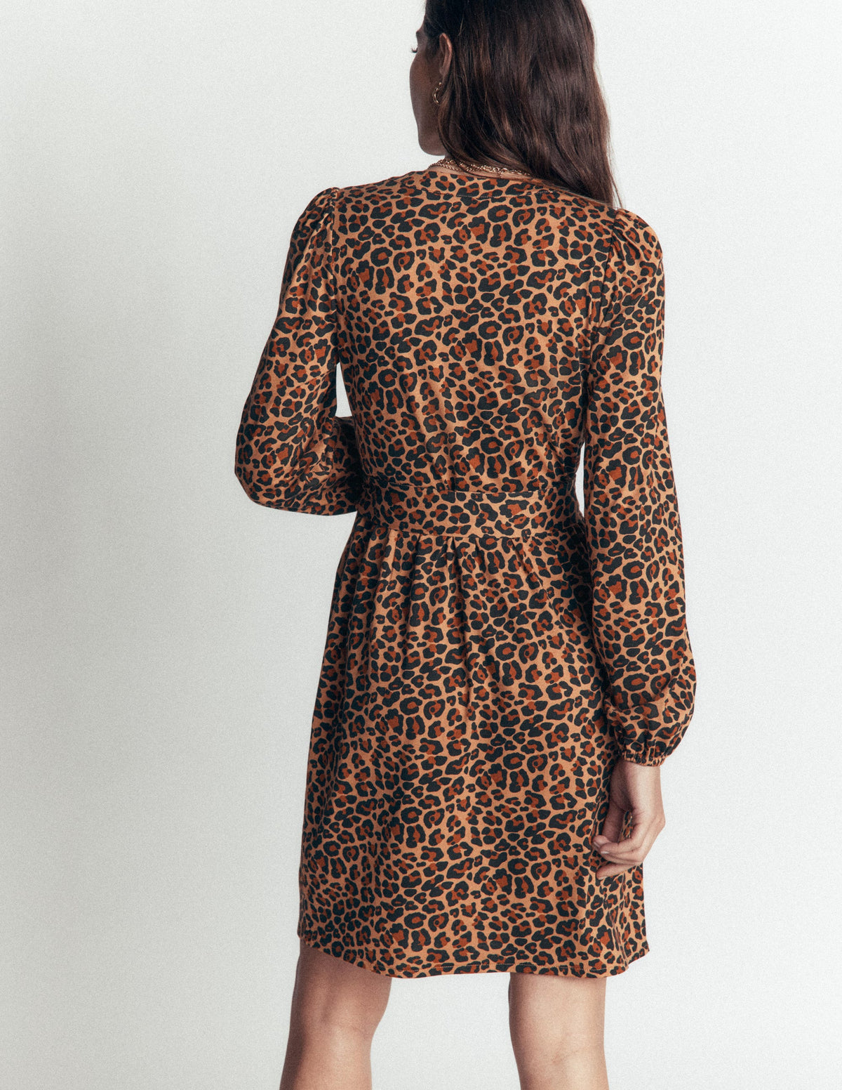 Adele Jerseykleid mit Gürtel-Kamelbraun, Tierfellmuster - Image 3