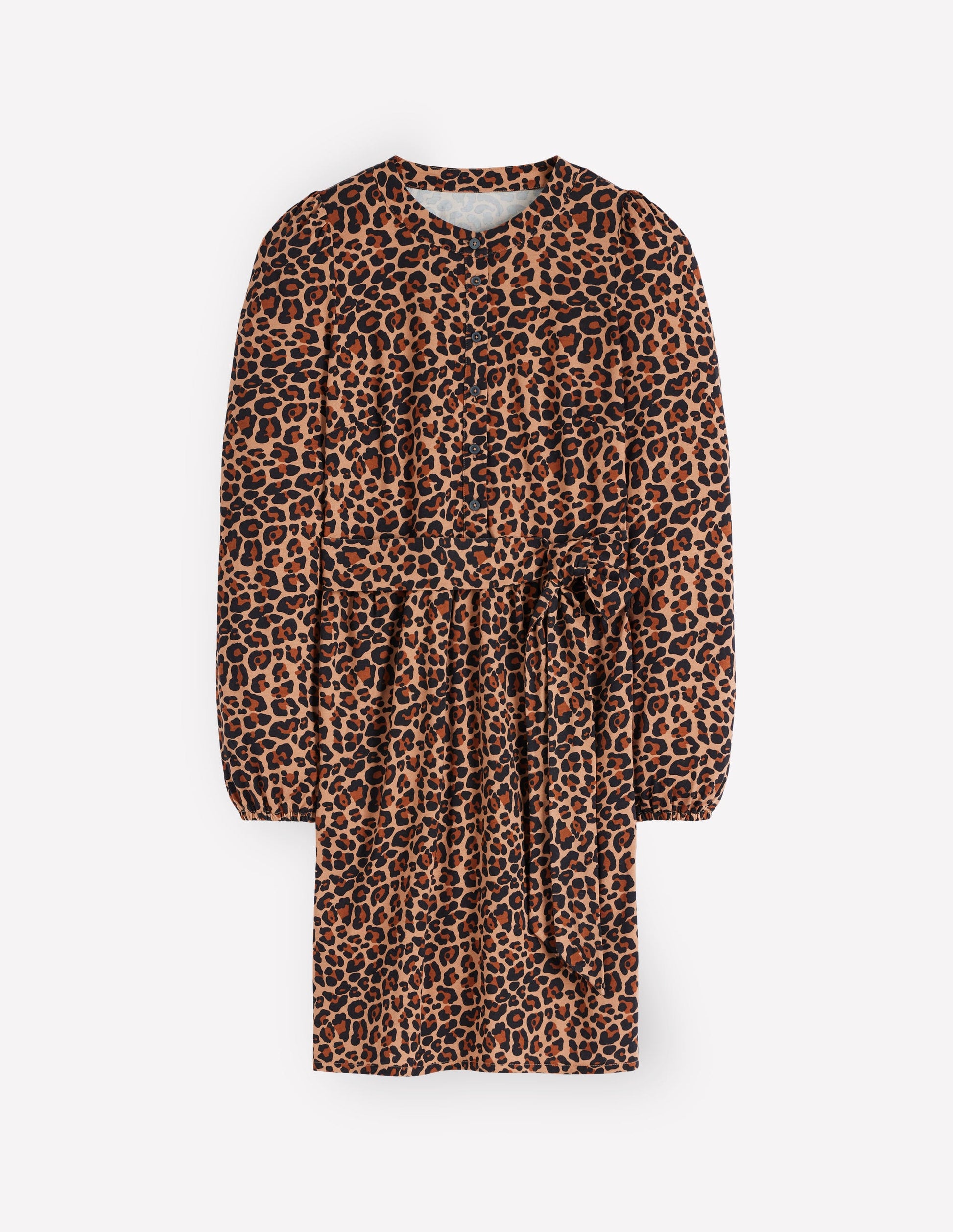 Adele Jerseykleid mit Gürtel-Kamelbraun, Tierfellmuster-5