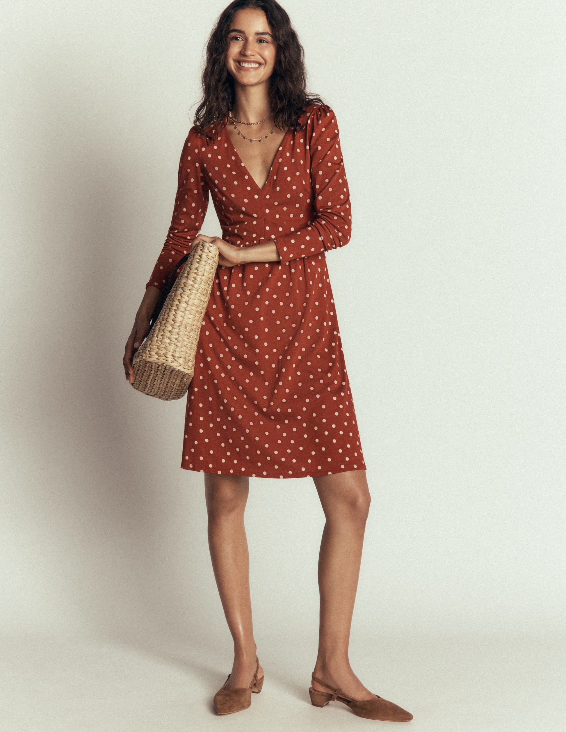 Briony Kurzes Jerseykleid-Arabisches Gewürz, Boden-Punkte-1