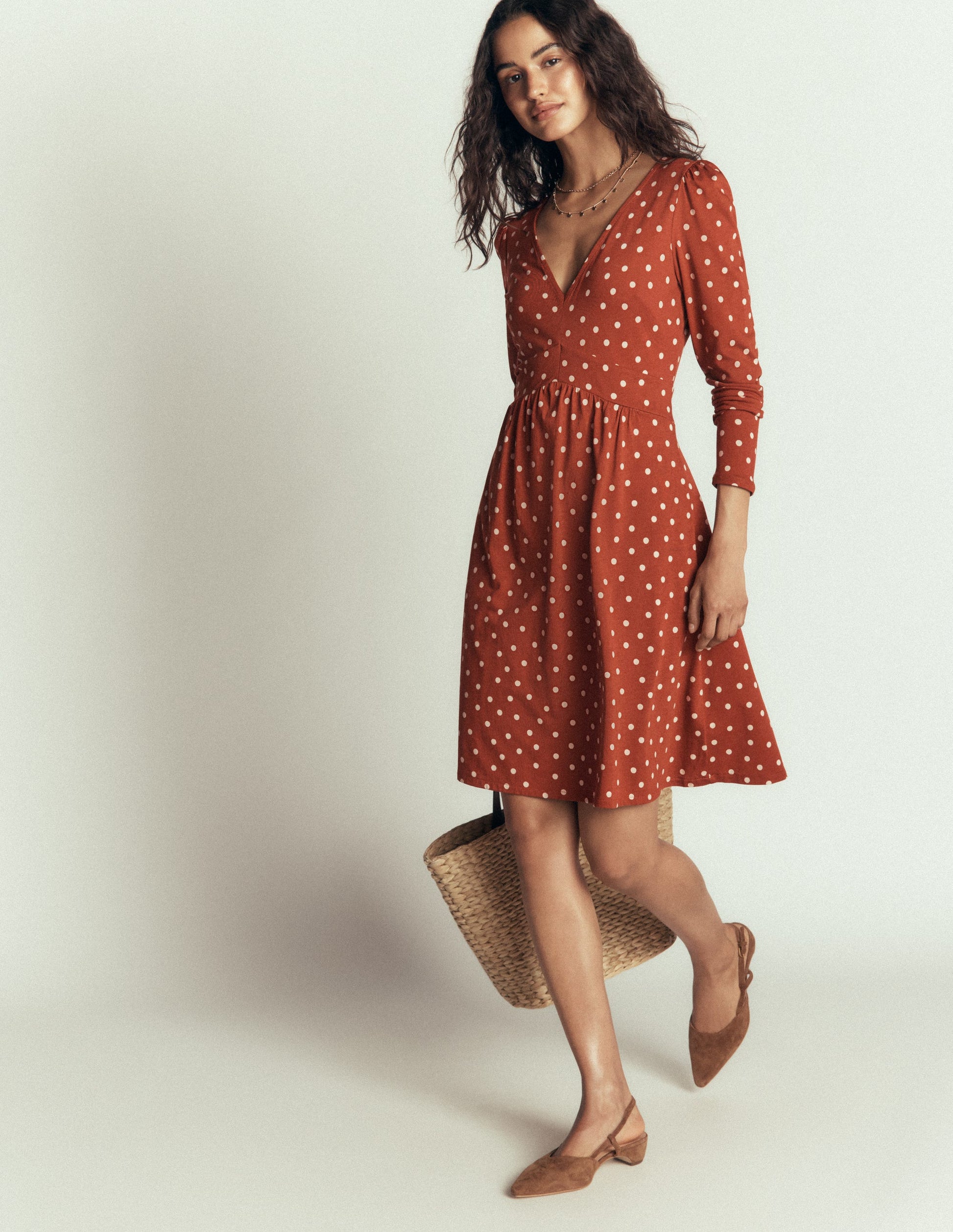 Briony Kurzes Jerseykleid-Arabisches Gewürz, Boden-Punkte-5