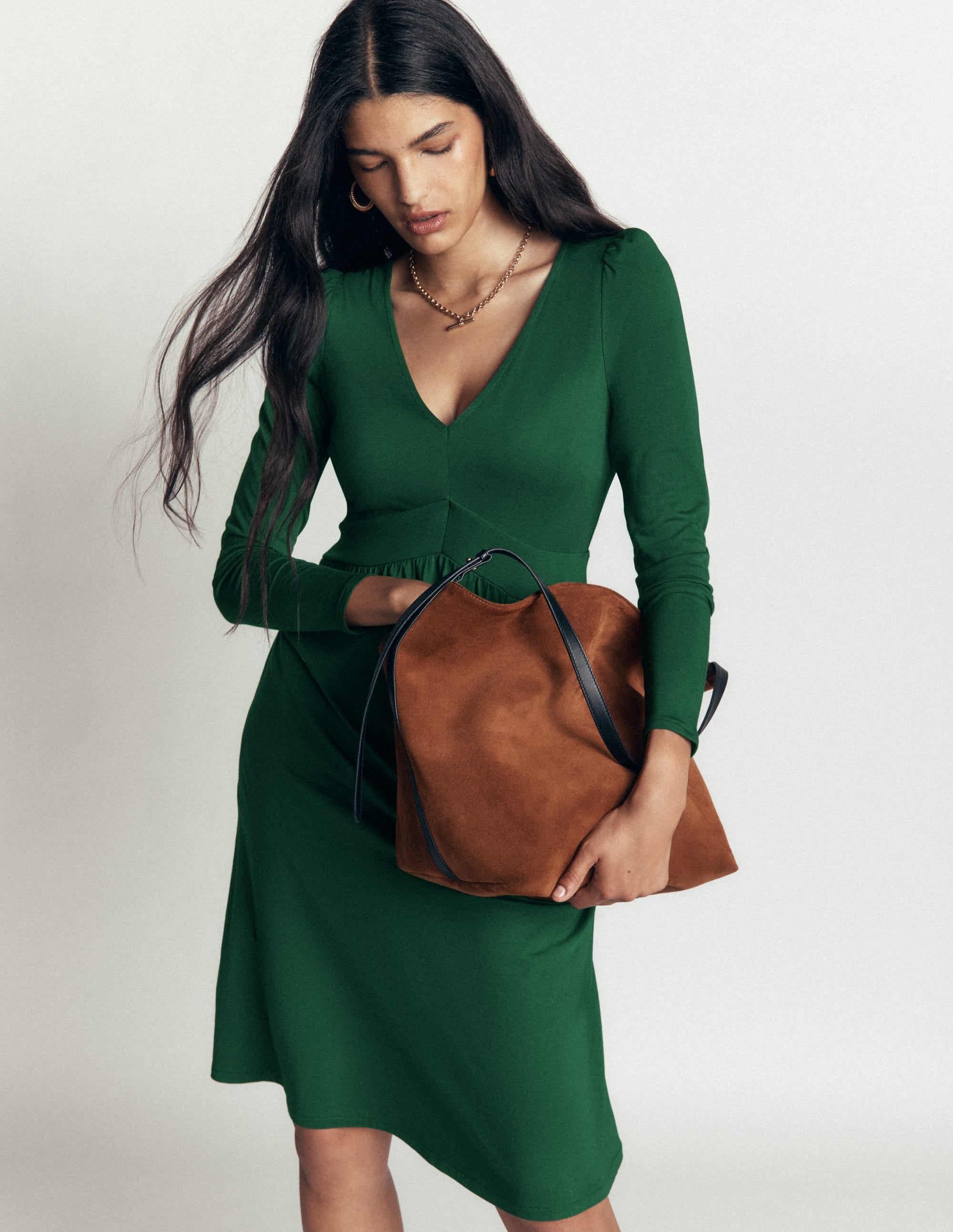 Briony Kurzes Jerseykleid-Jagdgrün - Image 1