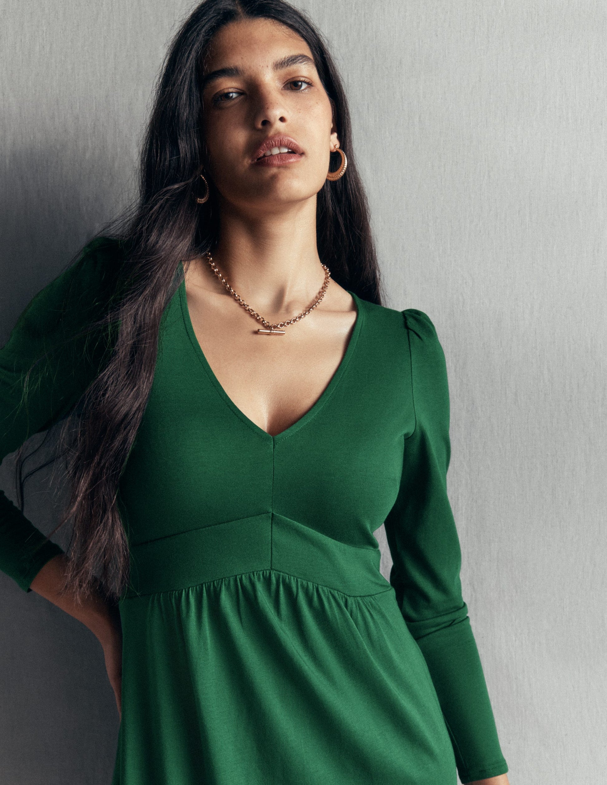 Briony Kurzes Jerseykleid-Jagdgrün-2