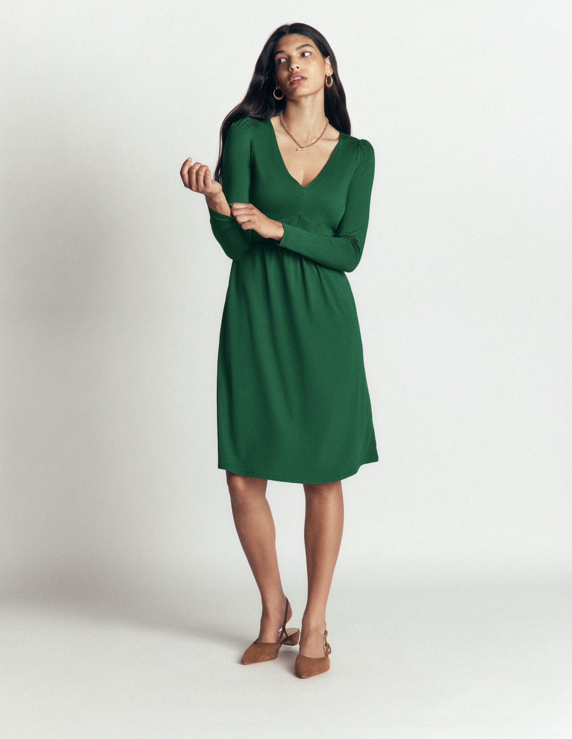 Briony Kurzes Jerseykleid-Jagdgrün-4