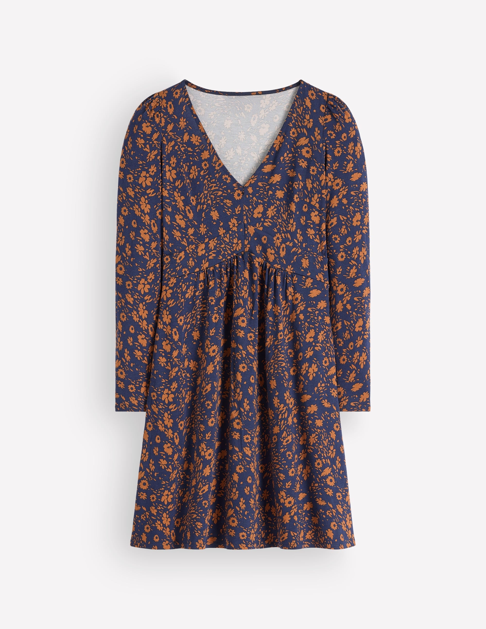 Briony Jersey Short Dress-French Navy, Scattered Flora - Image 6