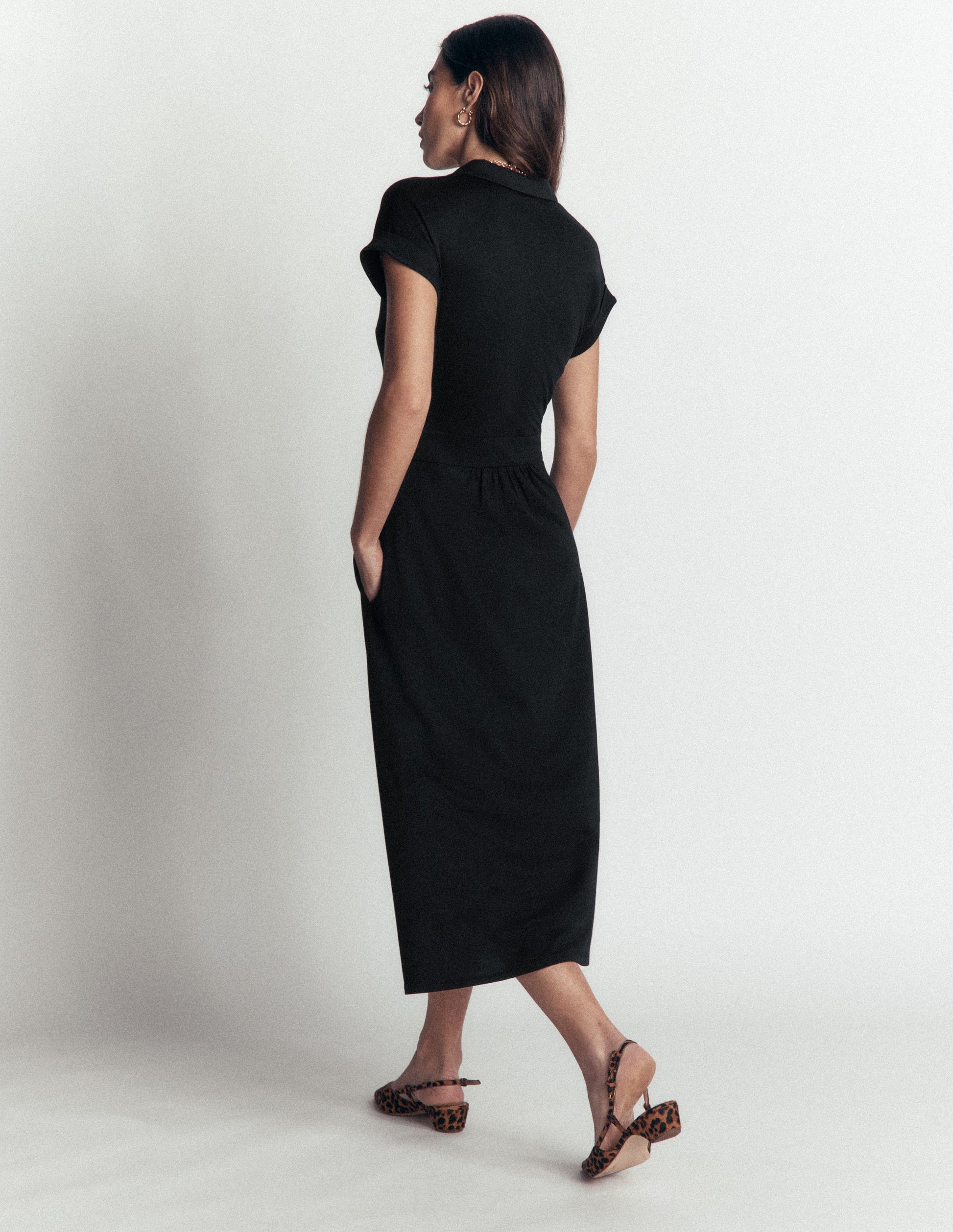 Fae Jersey-Hemdblusenkleid-Schwarz-3