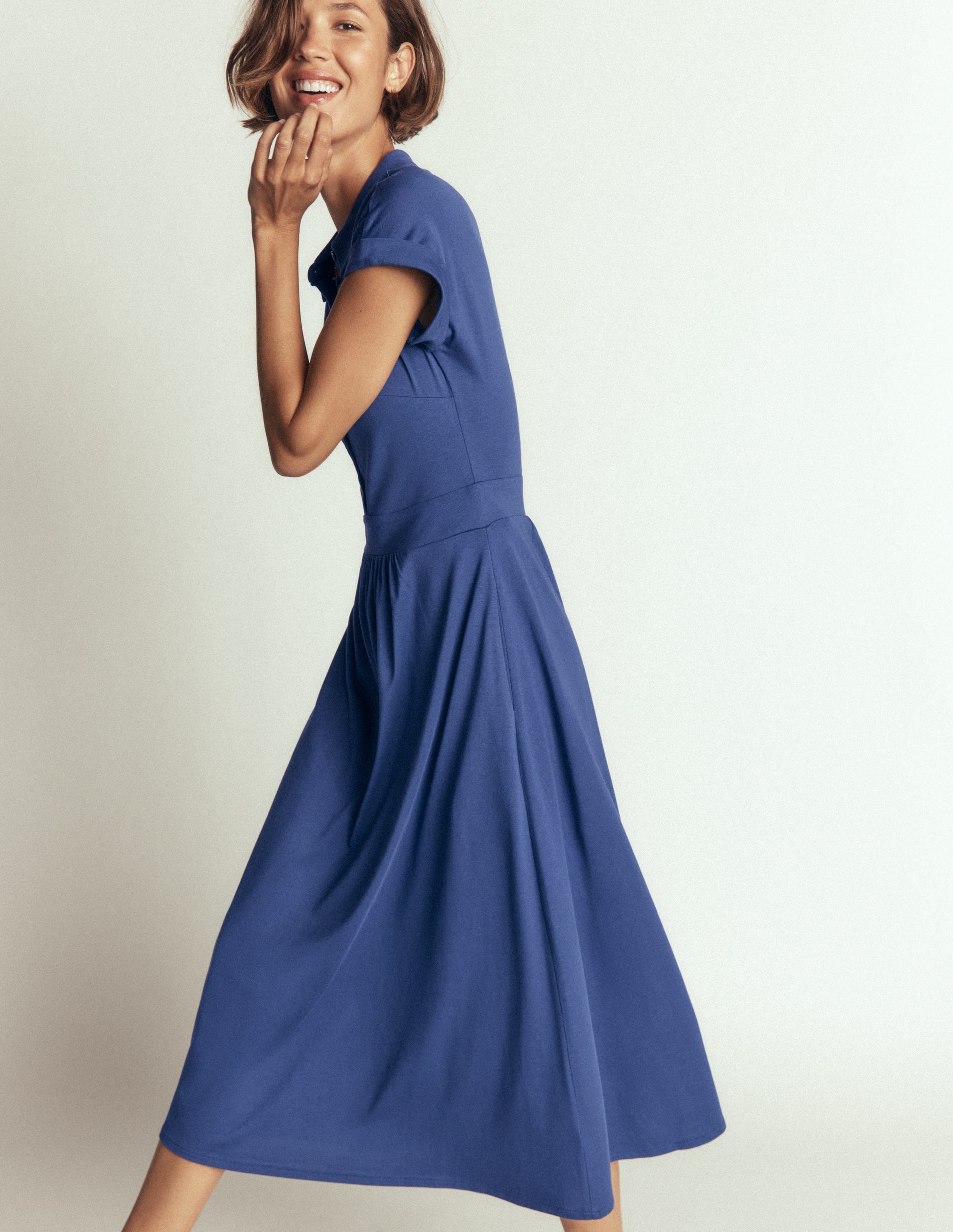 Fae Jersey-Hemdblusenkleid-Denim-Blau - Image 3