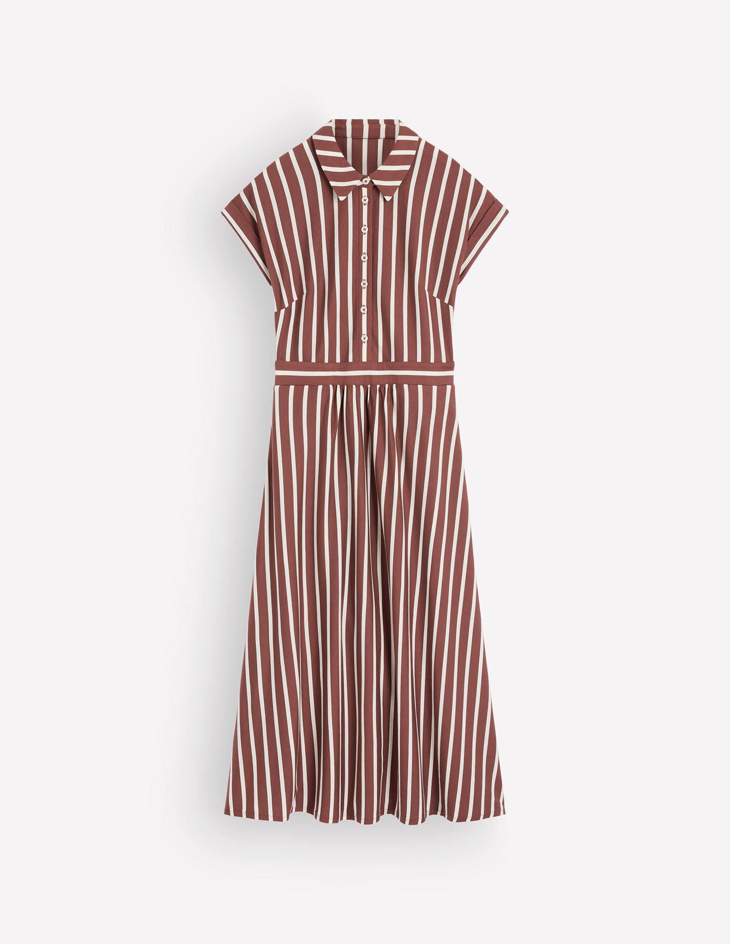 Fae Jersey-Hemdblusenkleid-Braun Streifen - Image 8