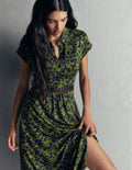 Robe-chemise Fae en jersey-Vert Brunswick, motif Sprayed Leaf