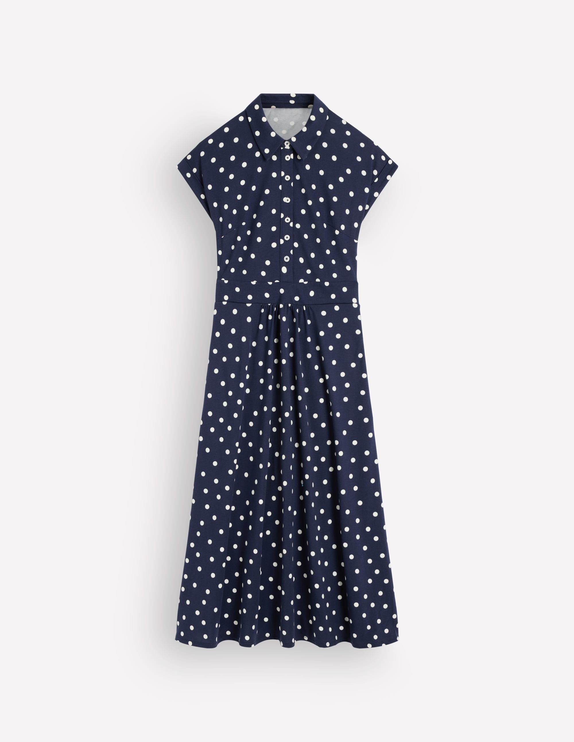 Robe-chemise Fae en jersey-Bleu marine, pois peints espacés - Image 5