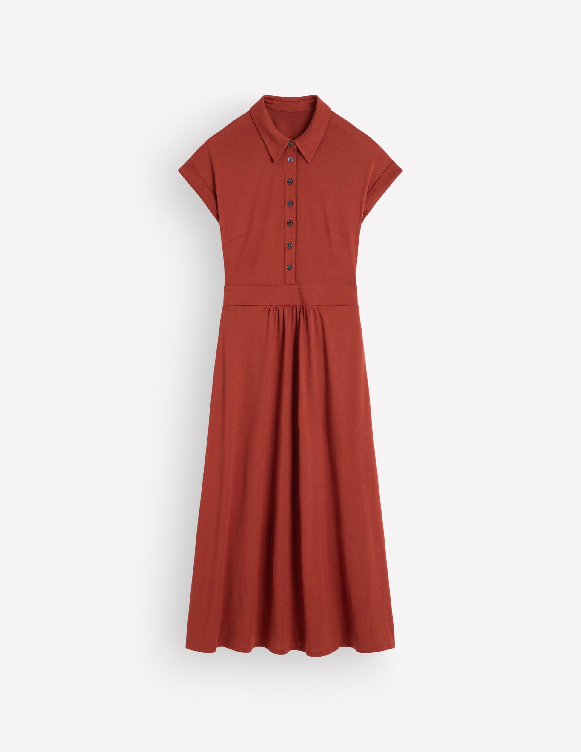Fae Jersey-Hemdblusenkleid-Braun-Orange-6