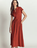 Fae Jersey-Hemdblusenkleid-Braun-Orange