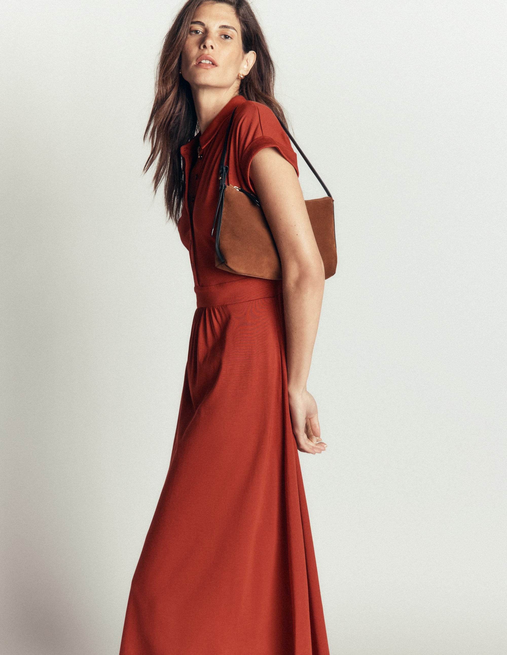Fae Jersey Shirt Dress-Burnt Orange - Image 5