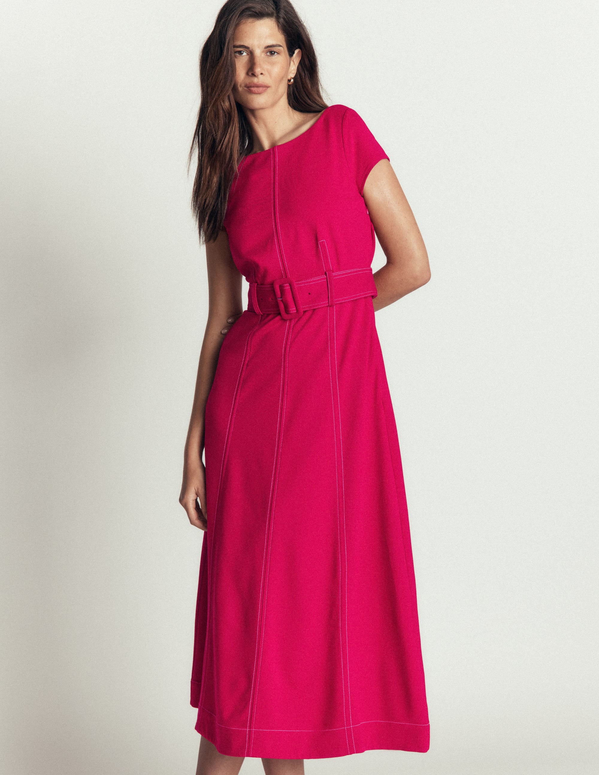 Annet Ponte-Midikleid mit Gürtel-Granatapfel - Image 1