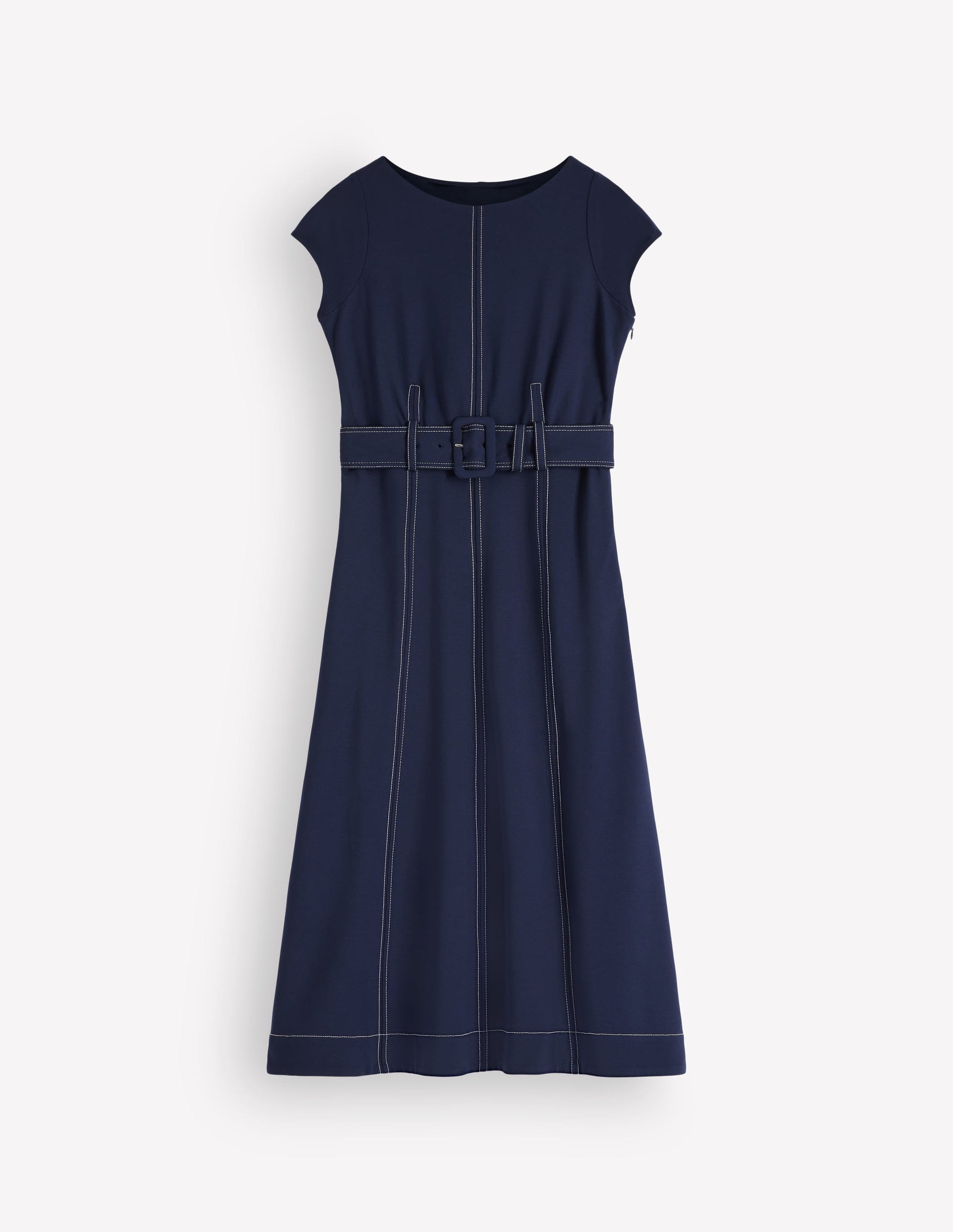 Annet Ponte-Midikleid mit Gürtel-Marineblau-6