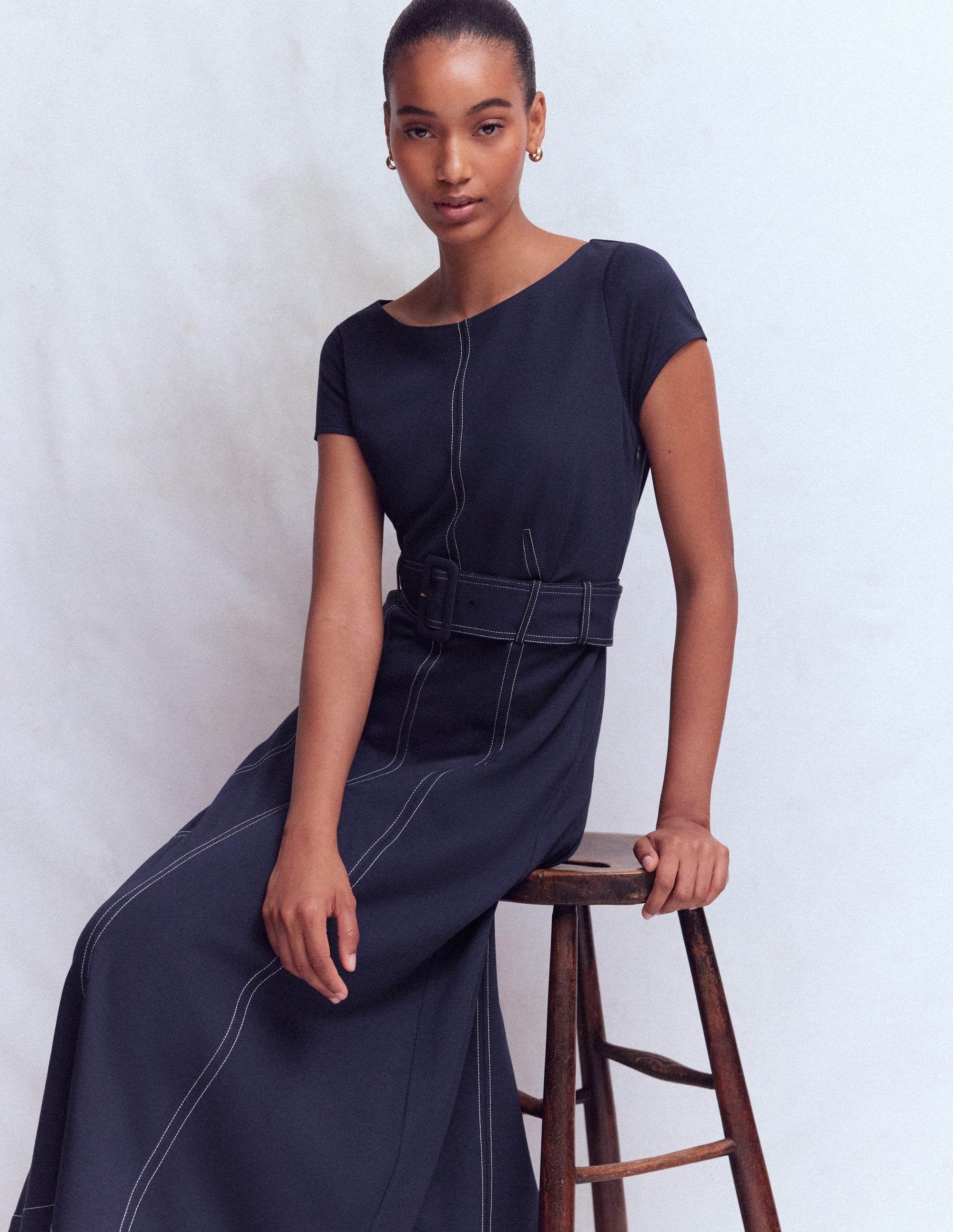 Annet Ponte-Midikleid mit Gürtel-Marineblau - Image 5