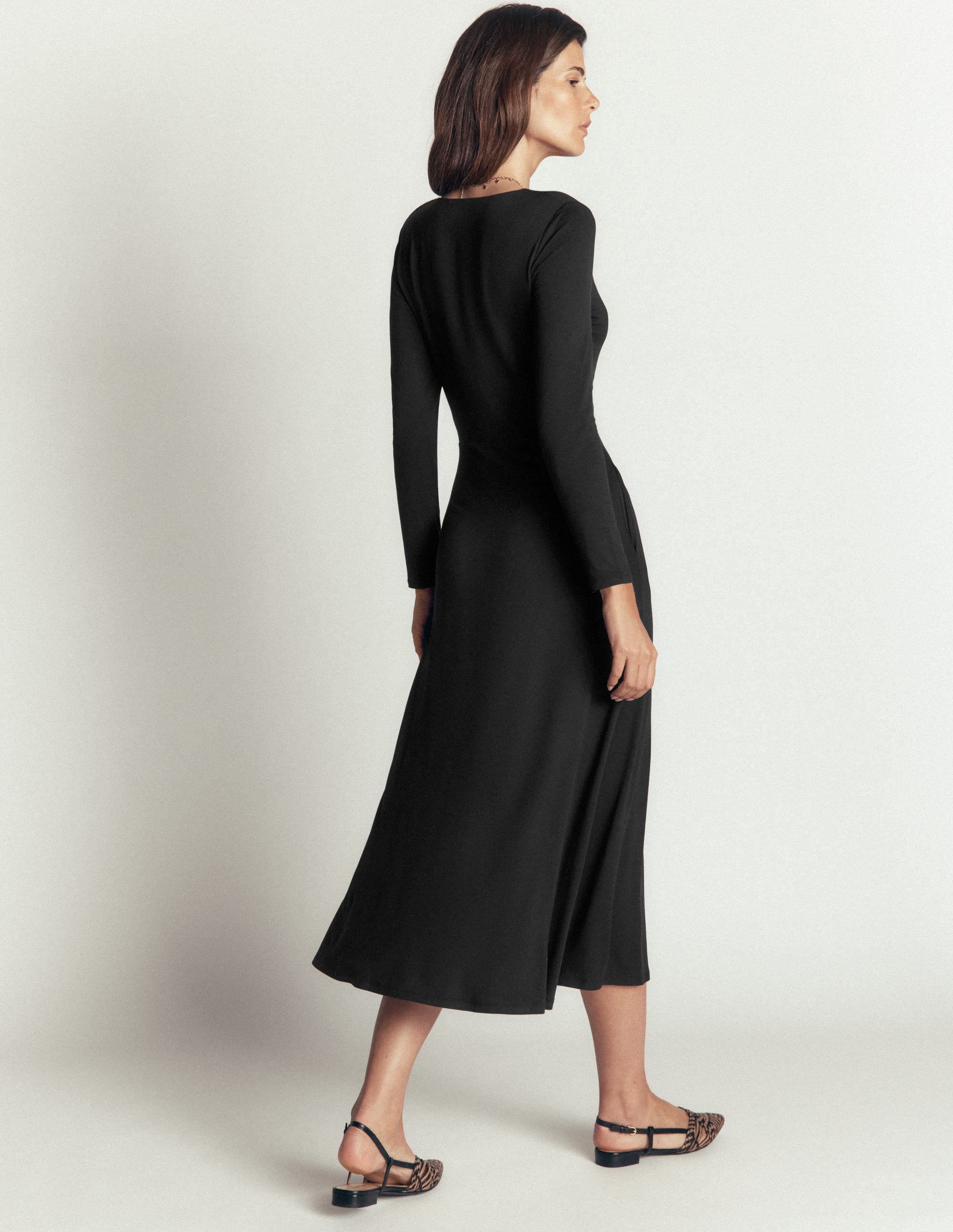 Jasmin Gerafftes Jerseykleid-Schwarz - Image 3