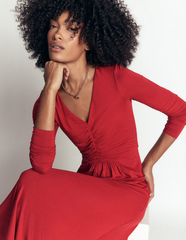 Robe Jasmine froncée en jersey-Pourpre