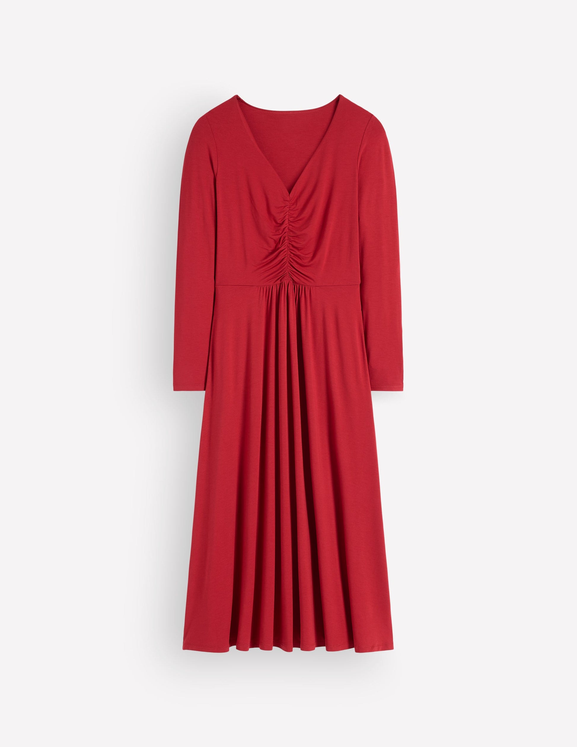 Jasmine Ruched Jersey Dress-Crimson Red-5