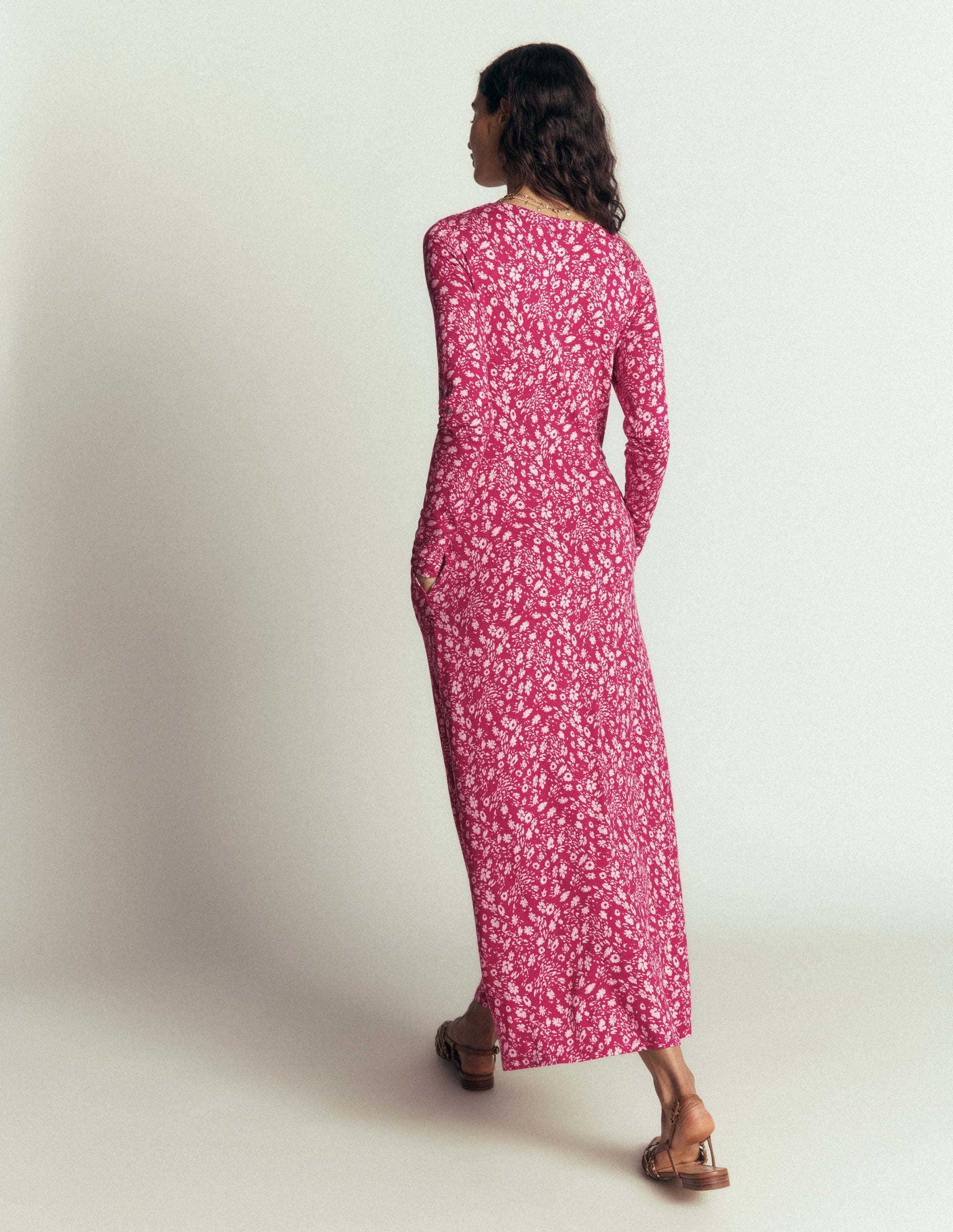 Jasmin Gerafftes Jerseykleid-Süßkirsche, Streublumen - Image 3