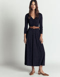 Jasmine Ruched Jersey Dress-French Navy, Painted Dot Space