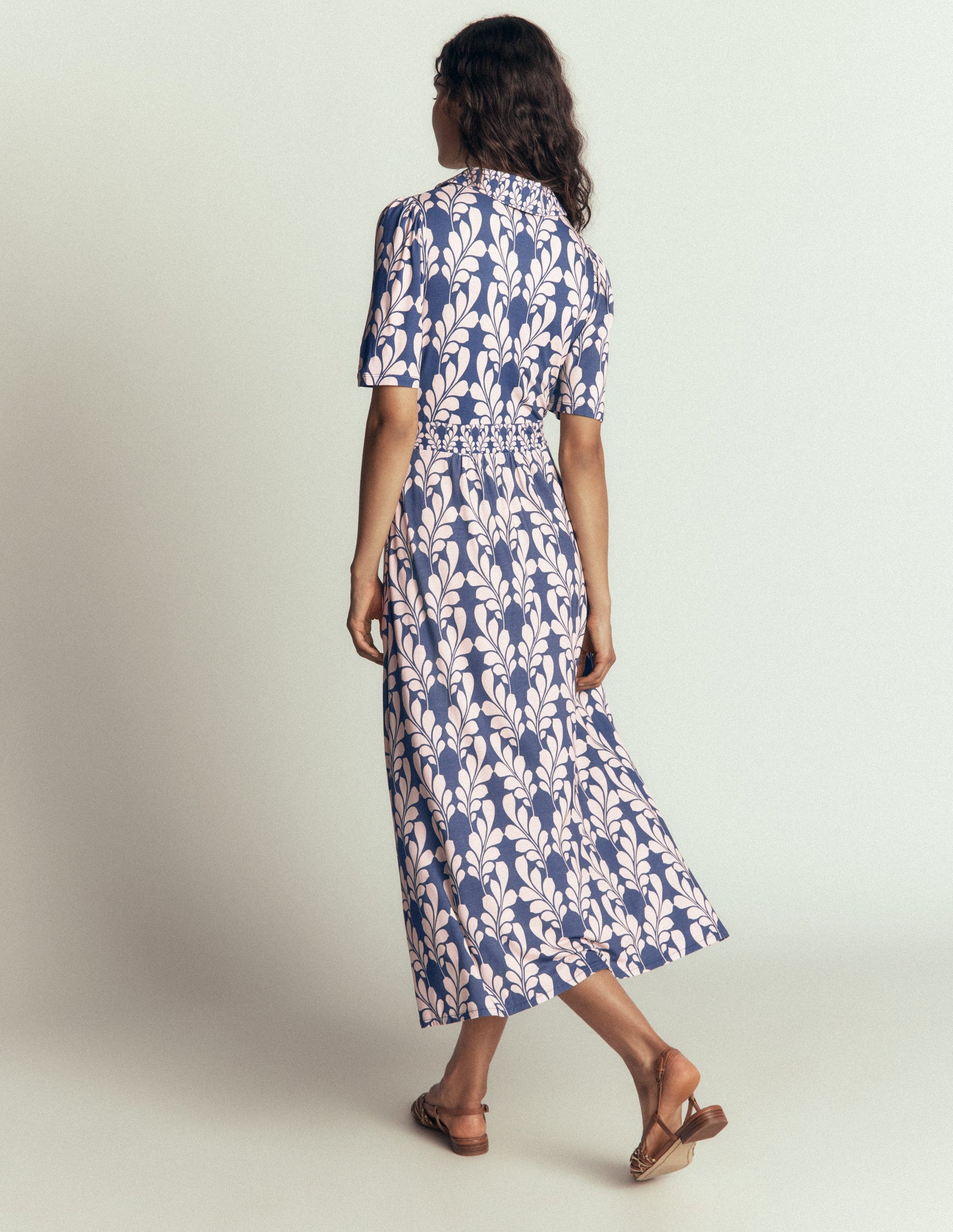 Heidi Jersey Midi Tea Dress-Denim Blue, Delicate Trail-3