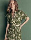 Heidi Midi-Teekleid aus Jersey-Schnittlauch, Blumenfeld