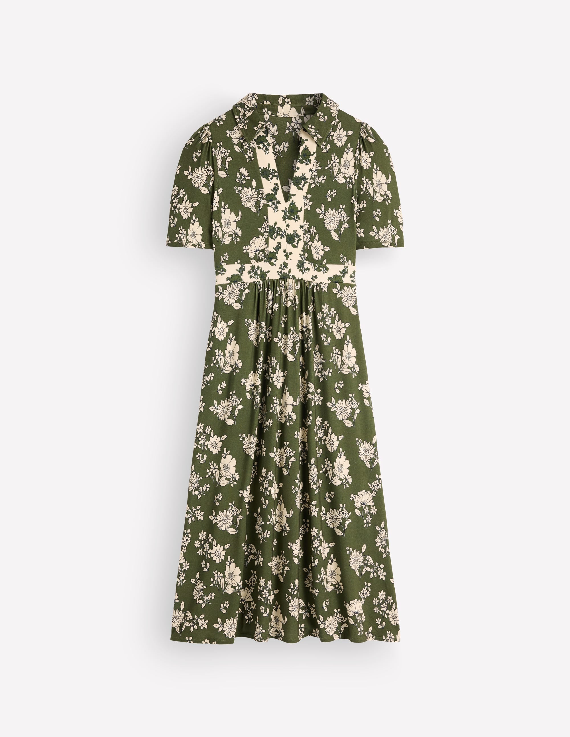 Heidi Midi-Teekleid aus Jersey-Schnittlauch, Blumenfeld - Image 8