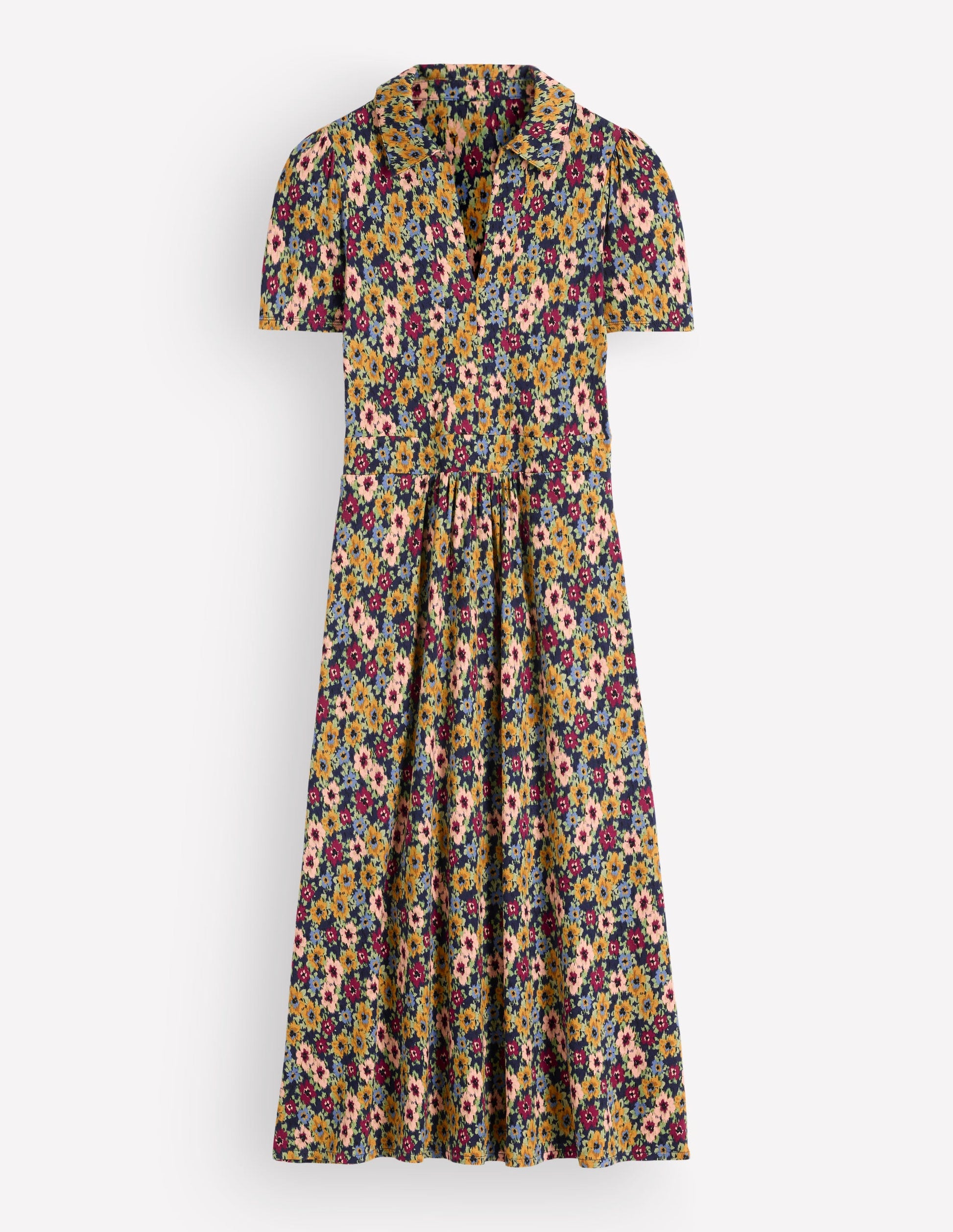 Heidi Midi-Teekleid aus Jersey-Französisches Marineblau, Blumentupfen-6