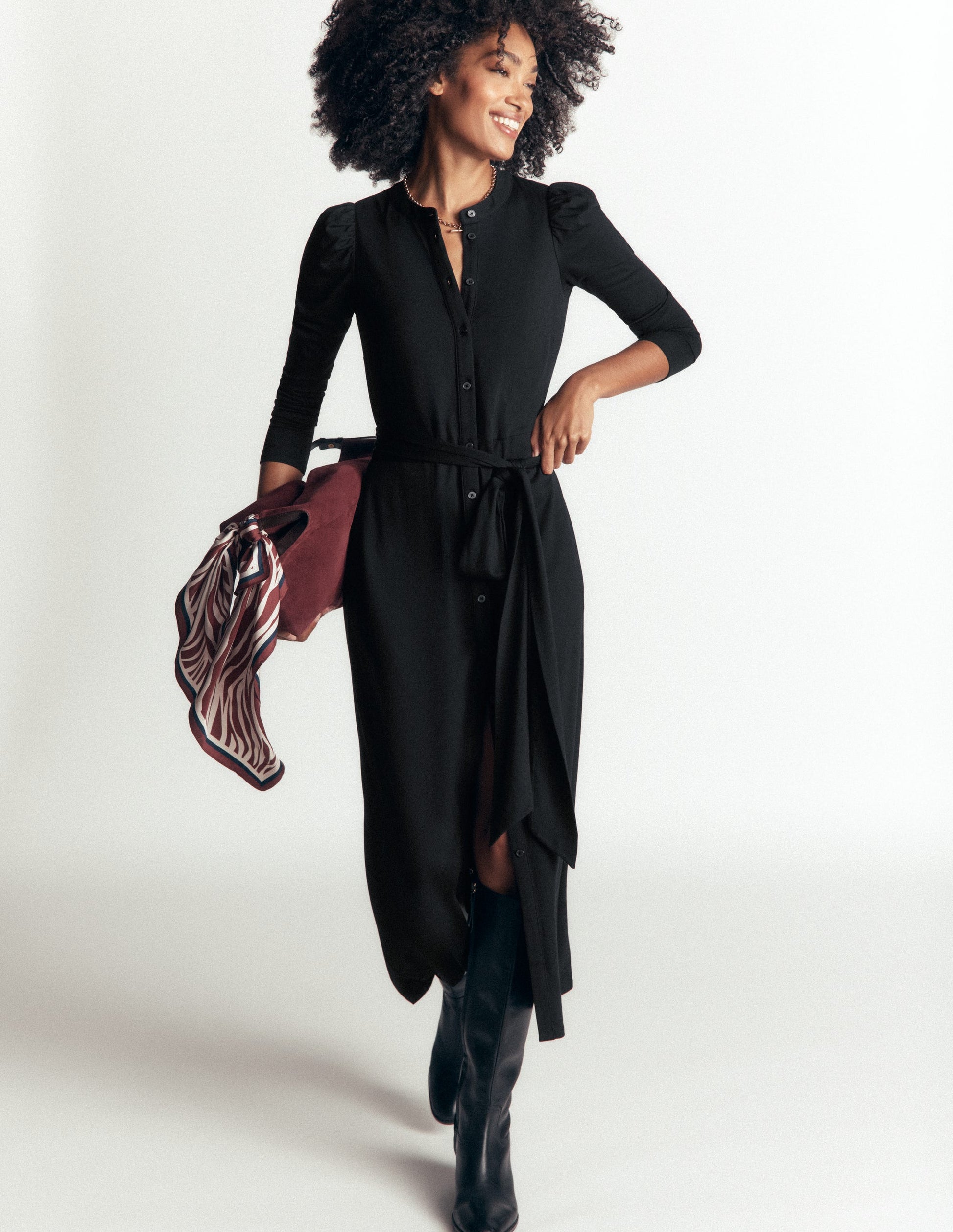 Honor Säulen-Midikleid aus Jersey-Schwarz-1