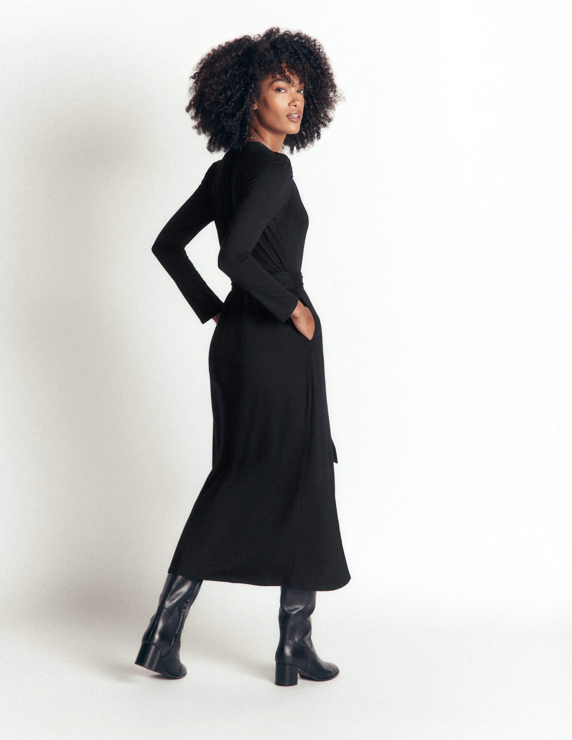 Honor Säulen-Midikleid aus Jersey-Schwarz-2