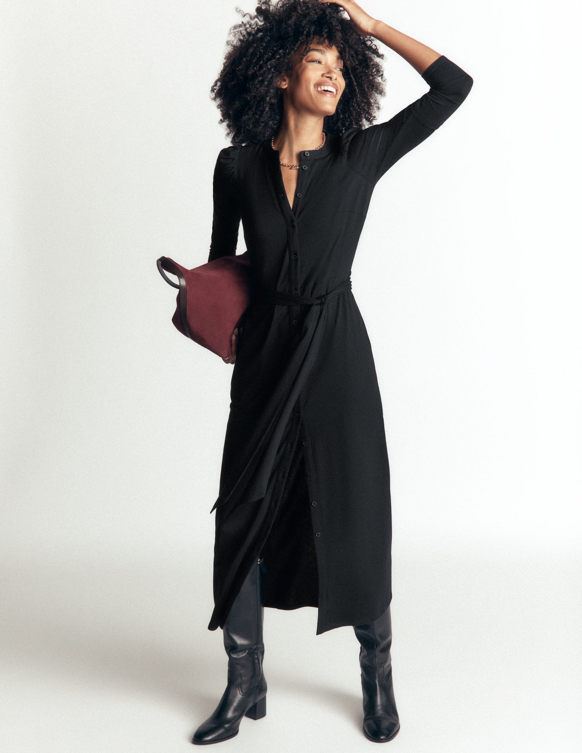 Honor Säulen-Midikleid aus Jersey-Schwarz-3
