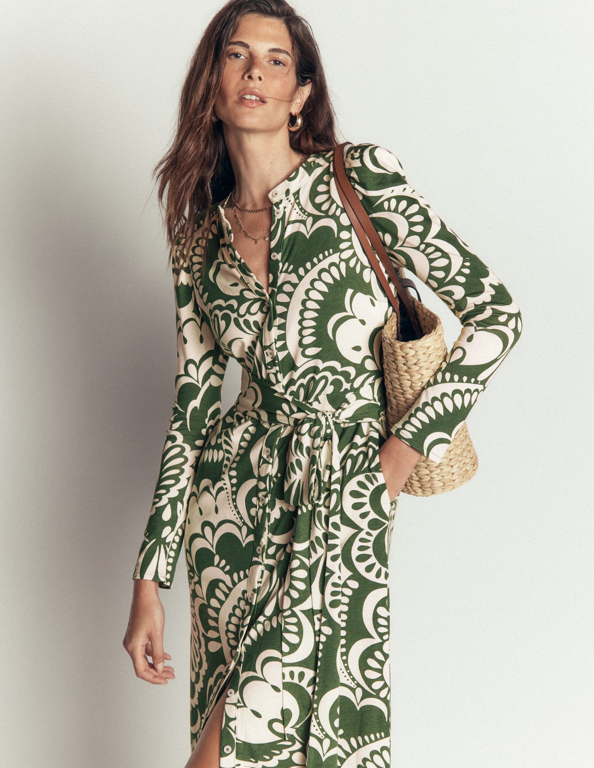 Honor Säulen-Midikleid aus Jersey-Schnittlauch, Blühendes Medley-1