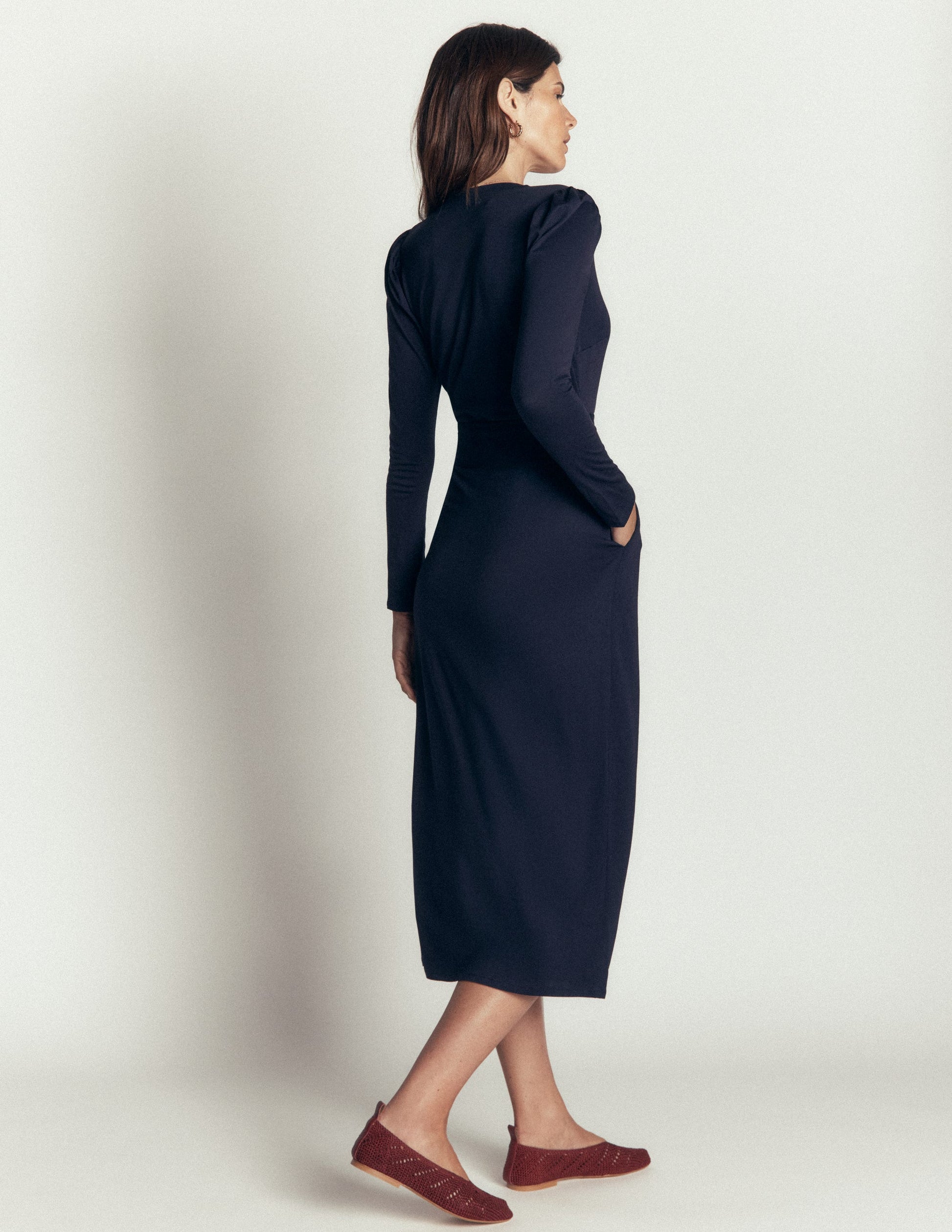 Honor Säulen-Midikleid aus Jersey-Marineblau-3