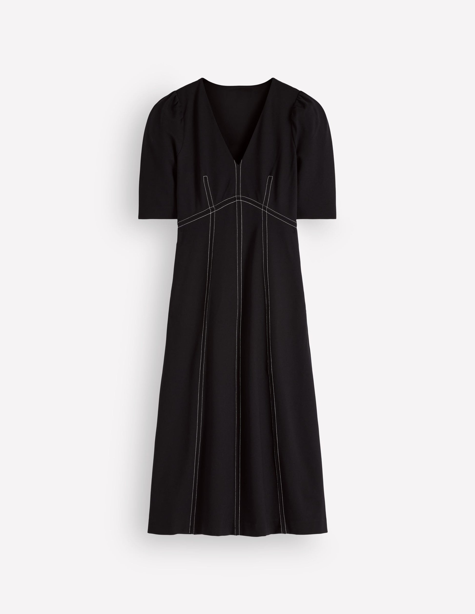 Ponte-Midikleid mit Puffärmeln-Schwarz-5