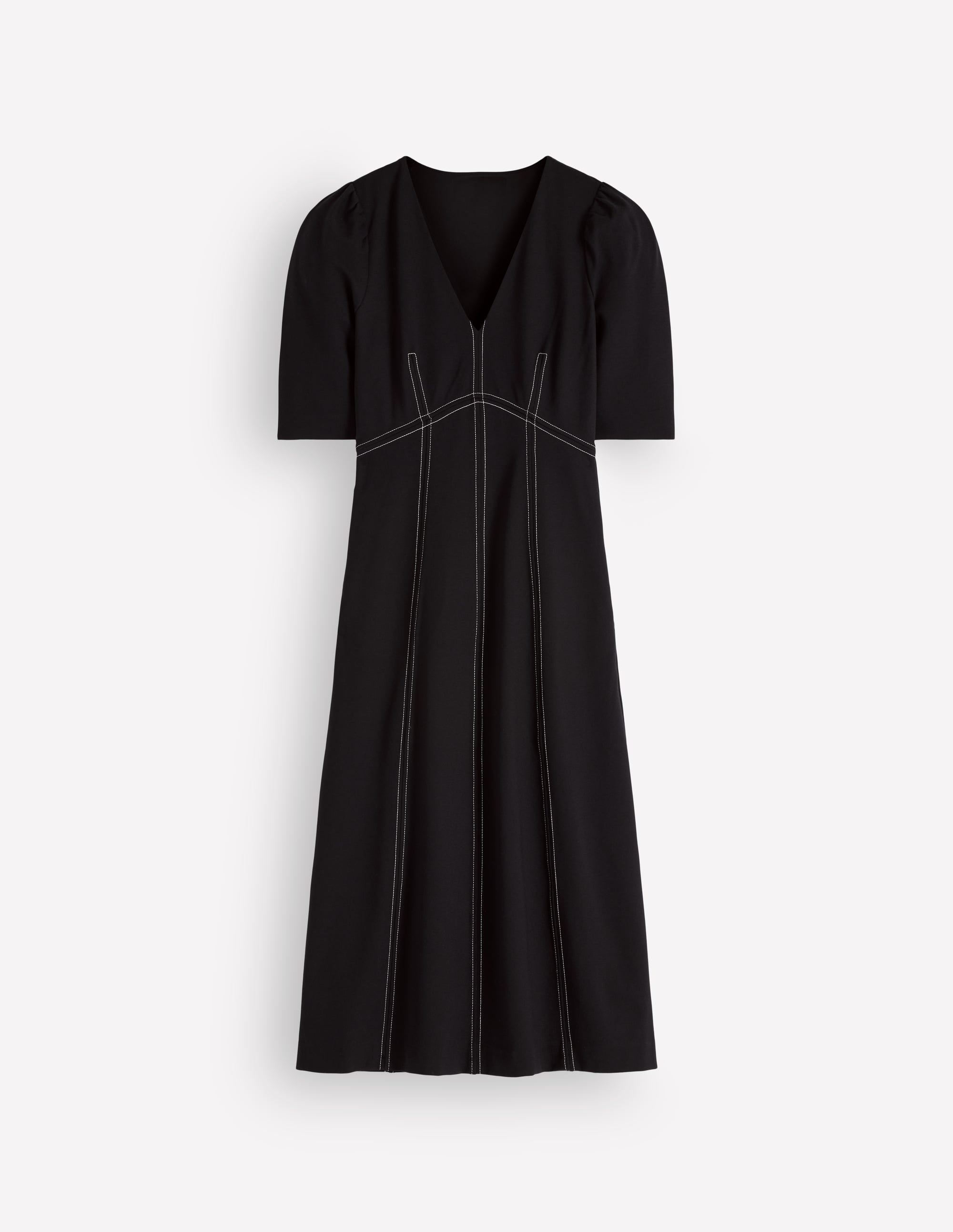 Ponte-Midikleid mit Puffärmeln-Schwarz - Image 5