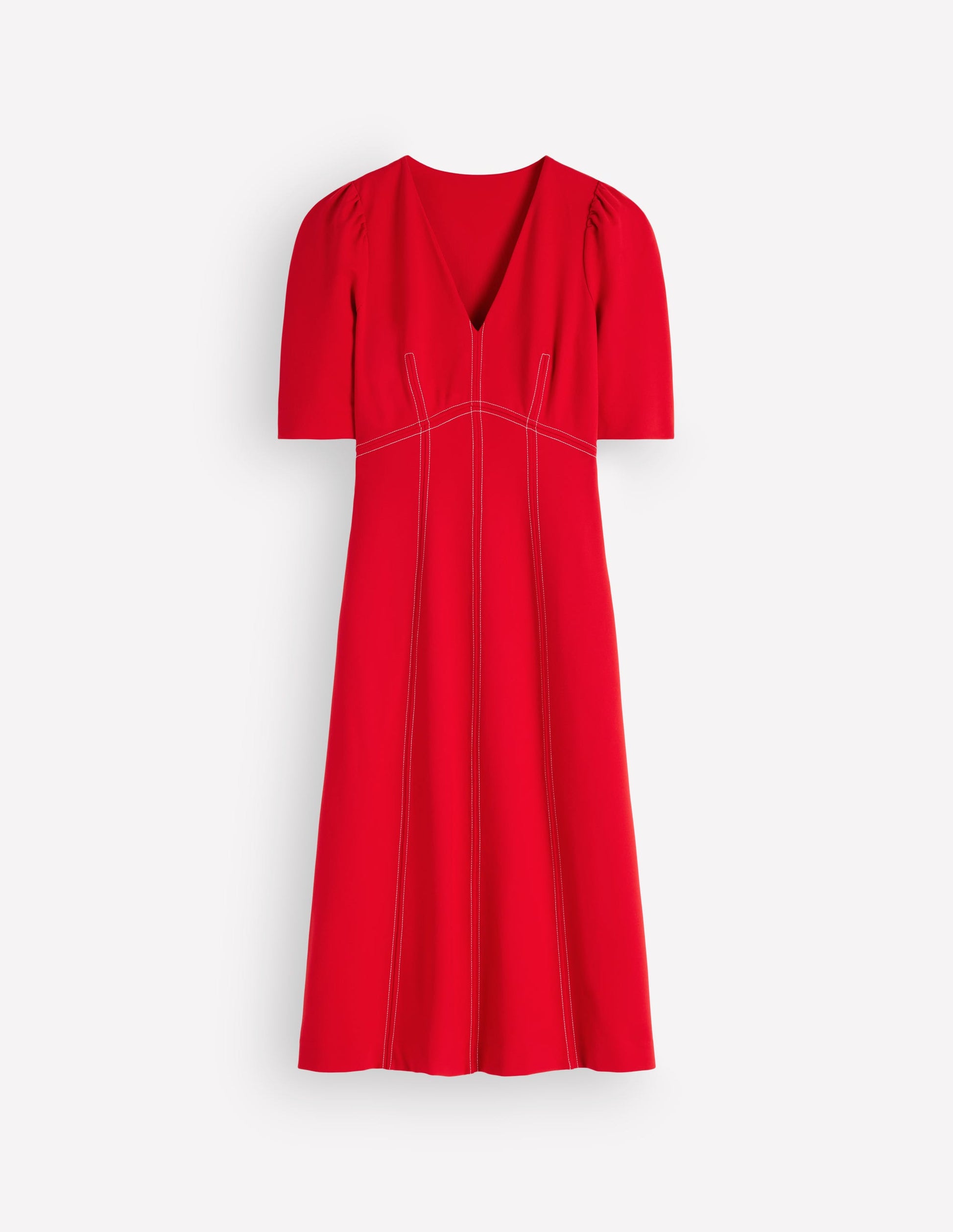 Ponte-Midikleid mit Puffärmeln-Merida-Rot-5