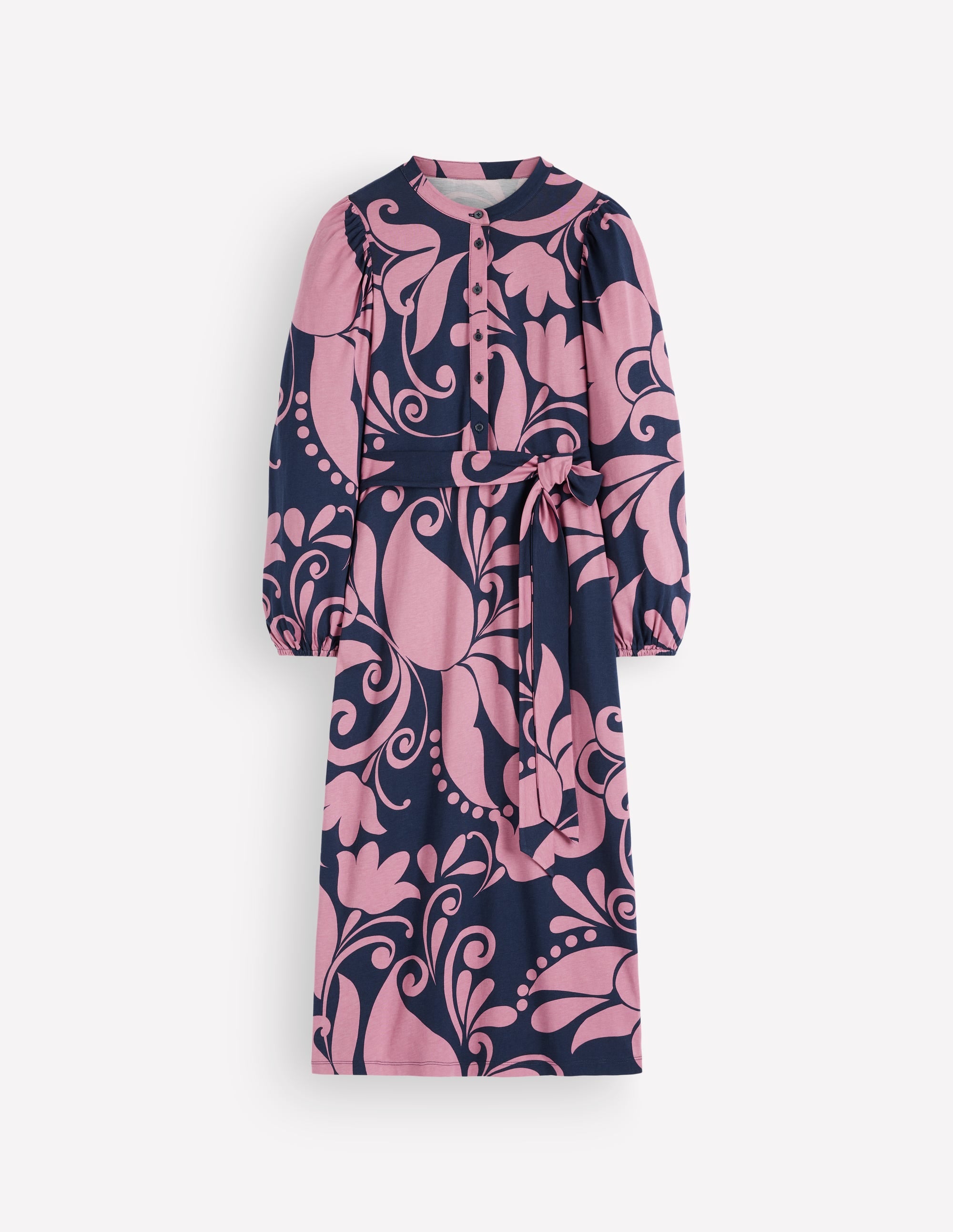 Eli Jersey-Midikleid mit Gürtel-Französisches Marineblau, Blütenbrise - Image 7