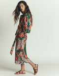 Robe midi Eli en jersey à ceinture-Vert chasseur, motif Bohemia Dream