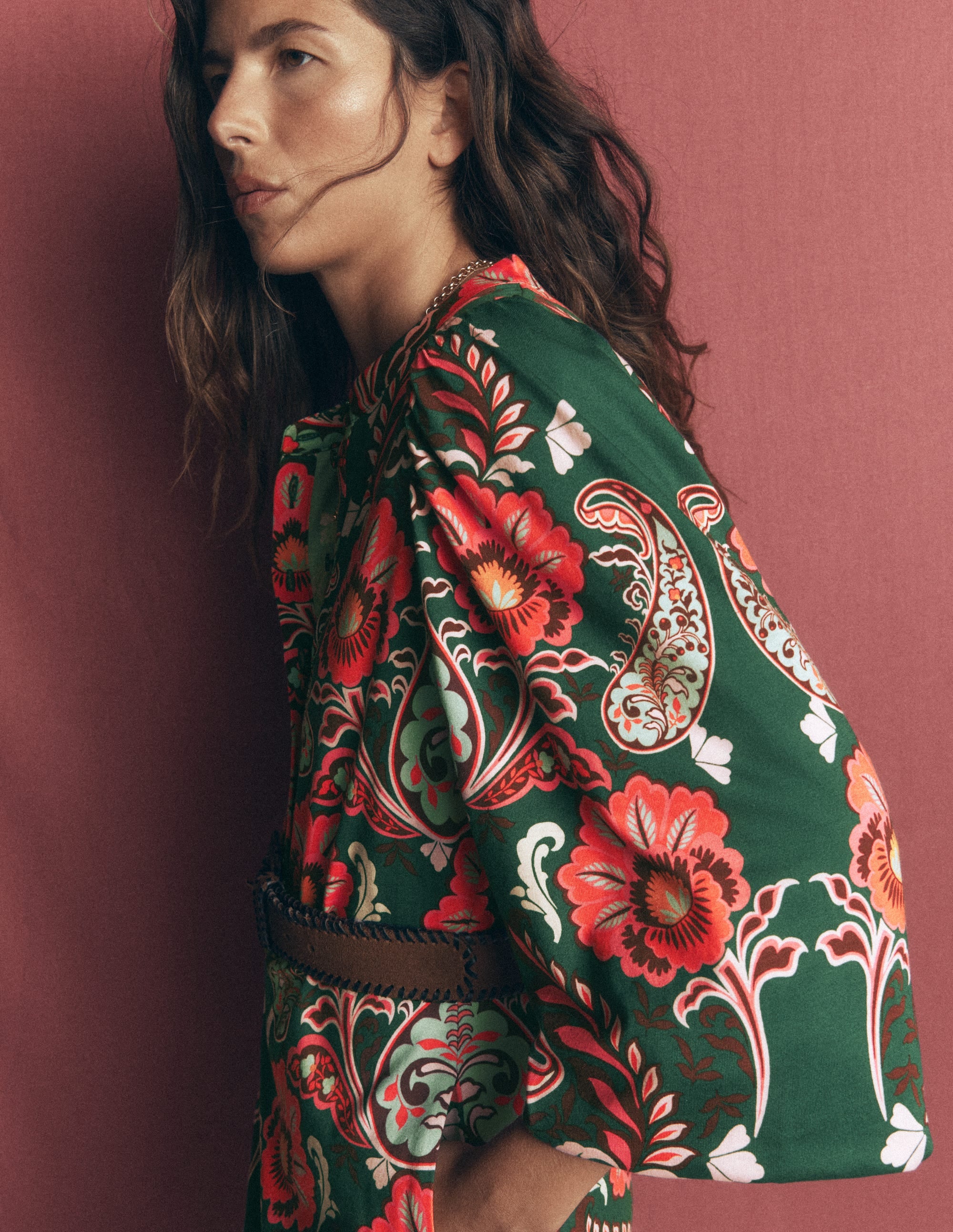 Eli Jersey-Midikleid mit Gürtel-Jägergrün, Boho-Traum - Image 3