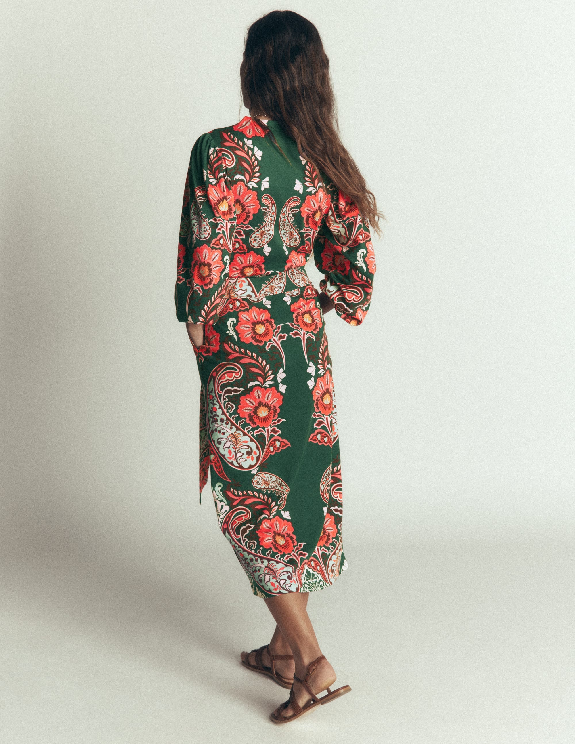 Eli Jersey-Midikleid mit Gürtel-Jägergrün, Boho-Traum - Image 4