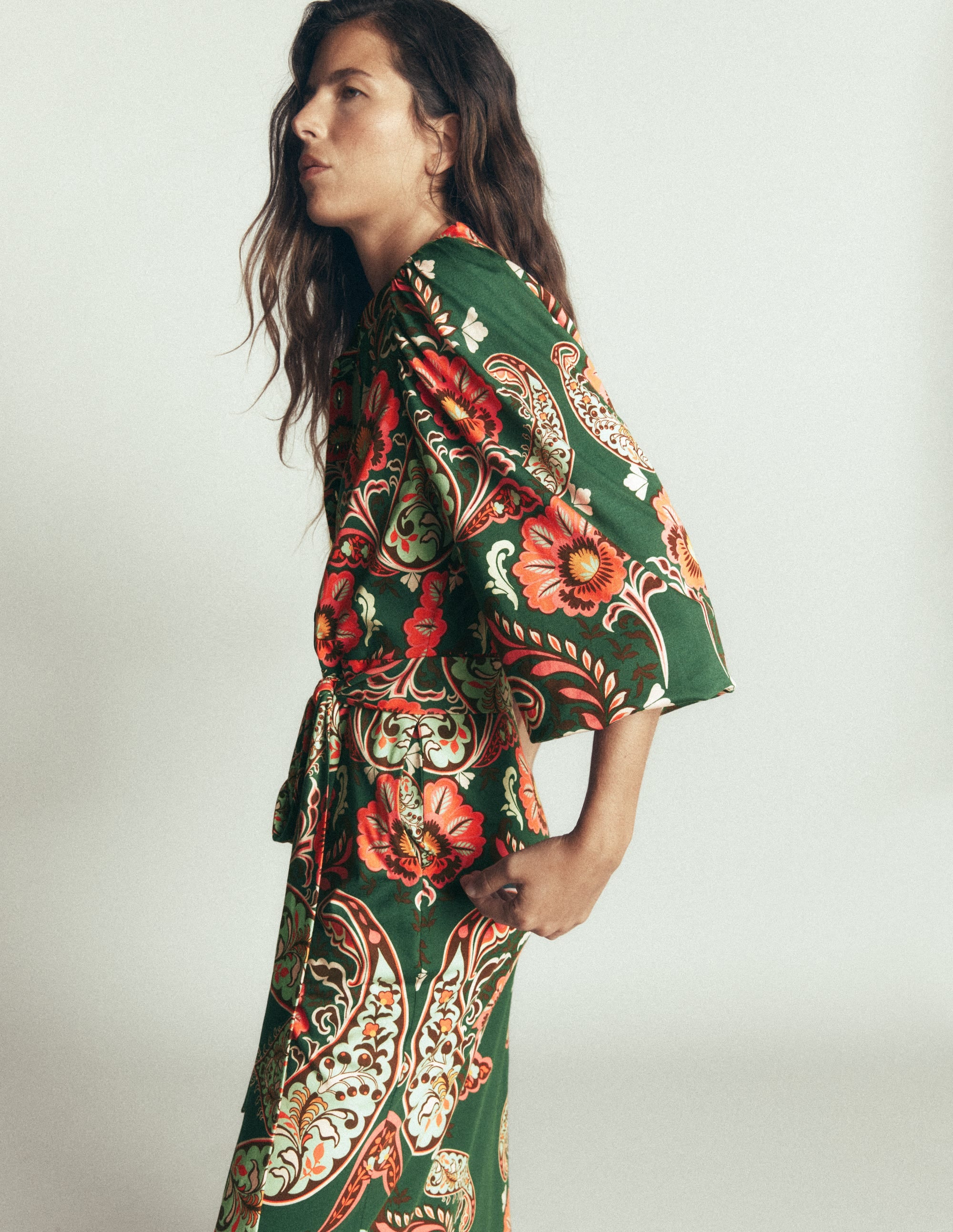 Eli Belted Jersey Midi Dress-Hunter Green, Bohemia Dream - Image 5