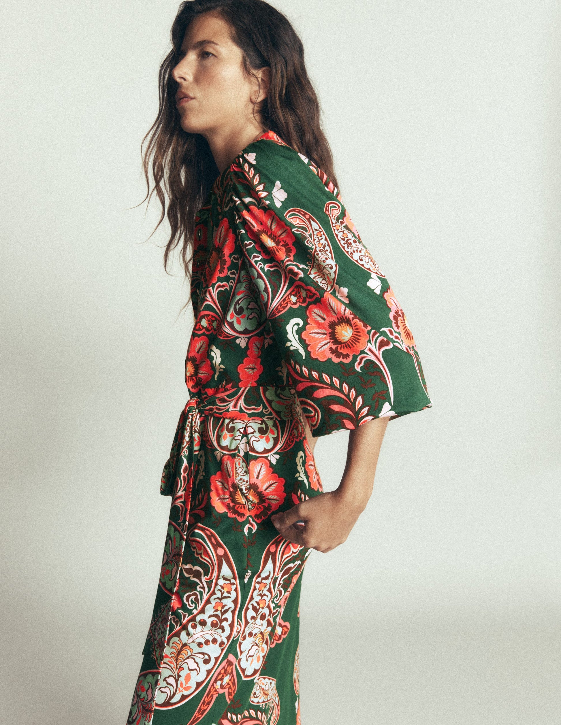 Eli Jersey-Midikleid mit Gürtel-Jägergrün, Boho-Traum-7