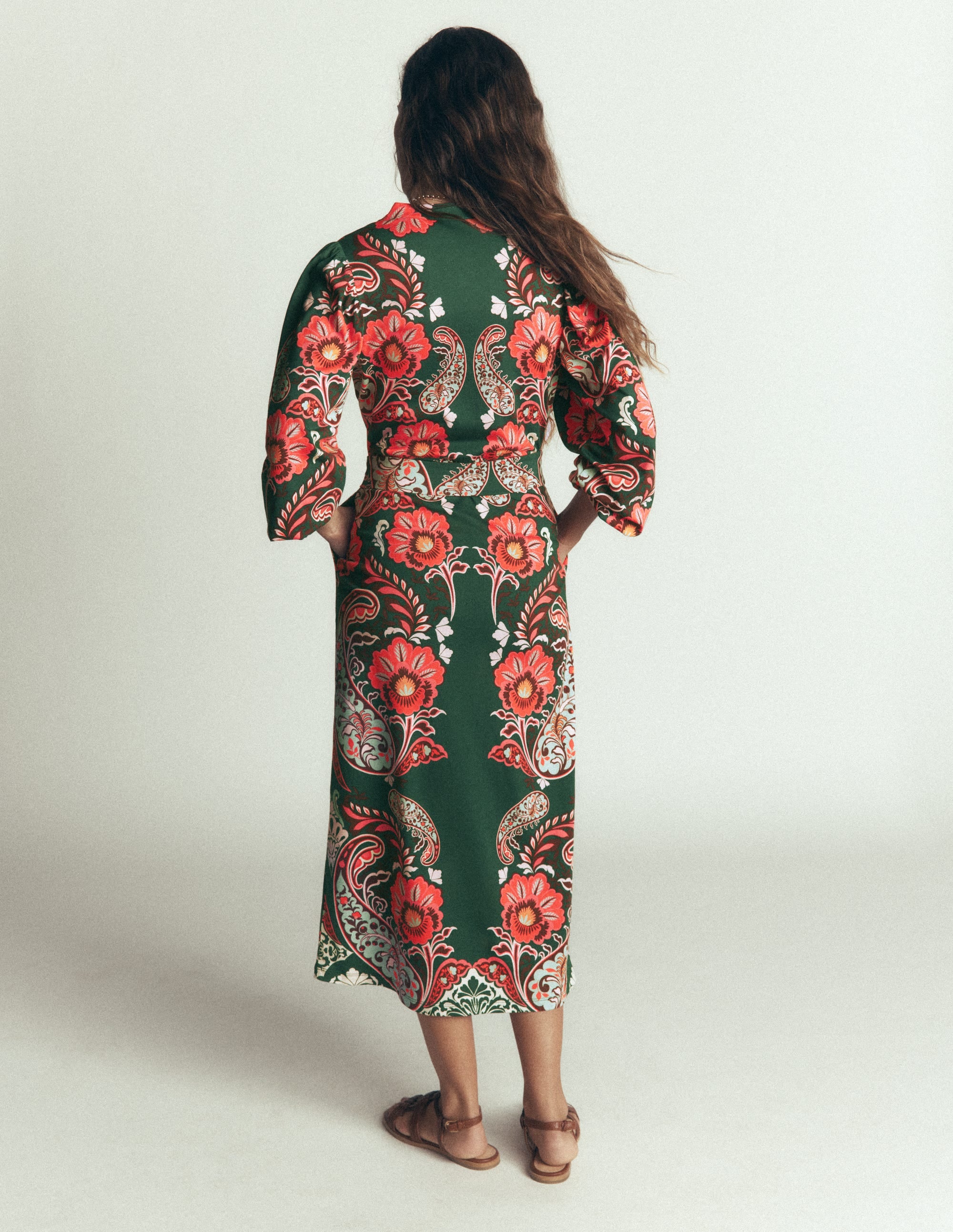 Eli Jersey-Midikleid mit Gürtel-Jägergrün, Boho-Traum - Image 8
